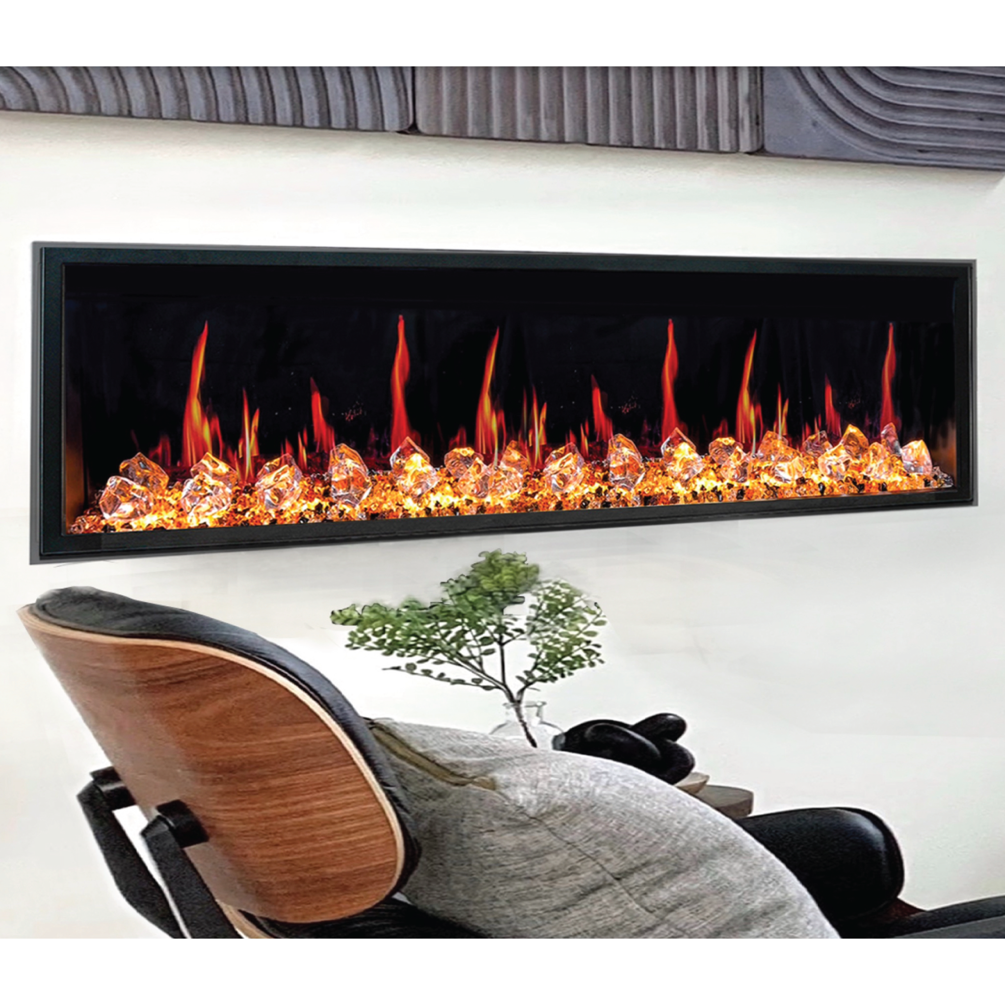 Litedeer Homes Latitude Built-in with Crushed Ice Rocks Electric Fireplace