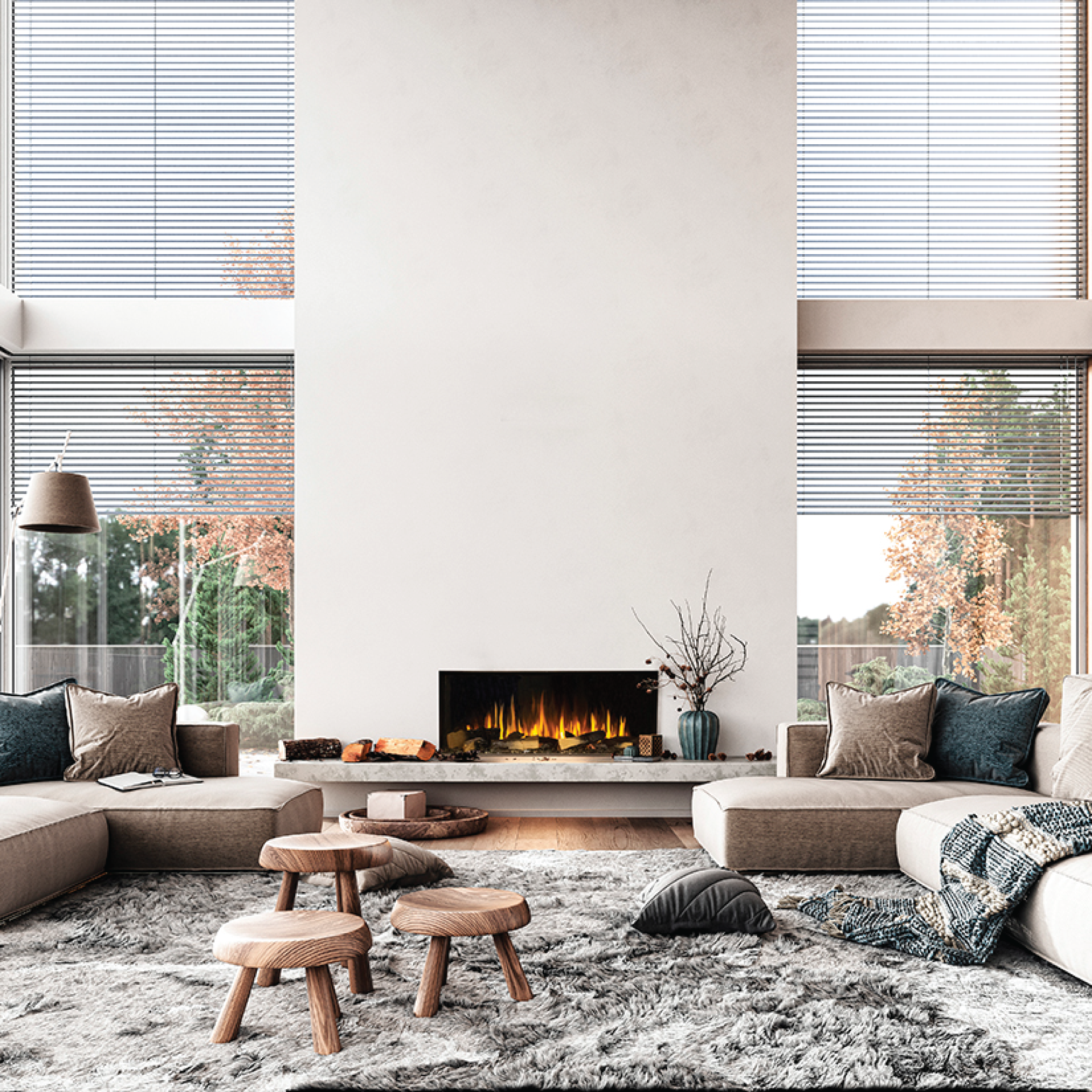 Built-In Signal 40" Linear 3-Sided Electric Fireplace with Logs