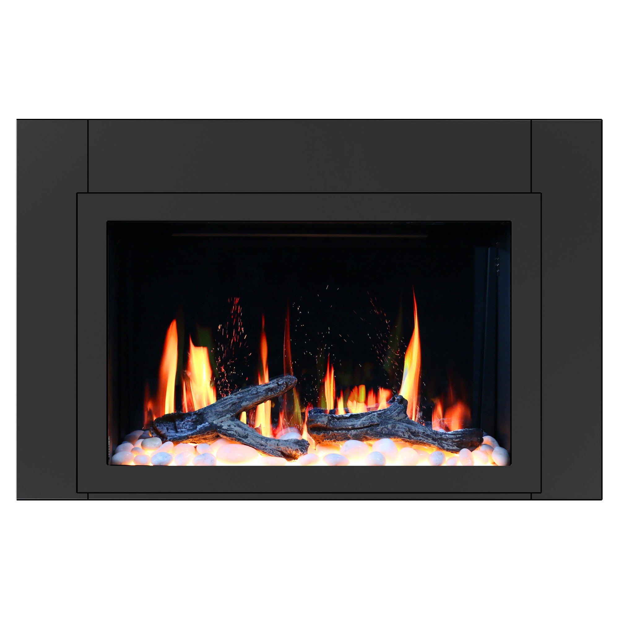 Litedeer Homes LiteStar with Driftwood Logs and River Rock Electric Fireplace