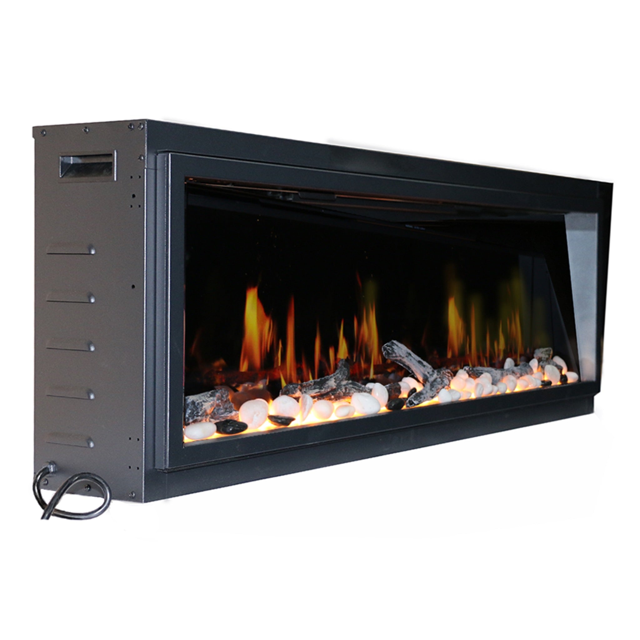 Latitude 45" Built-in Electric Fireplace with Driftwood Logs and River Rock ZEF45X