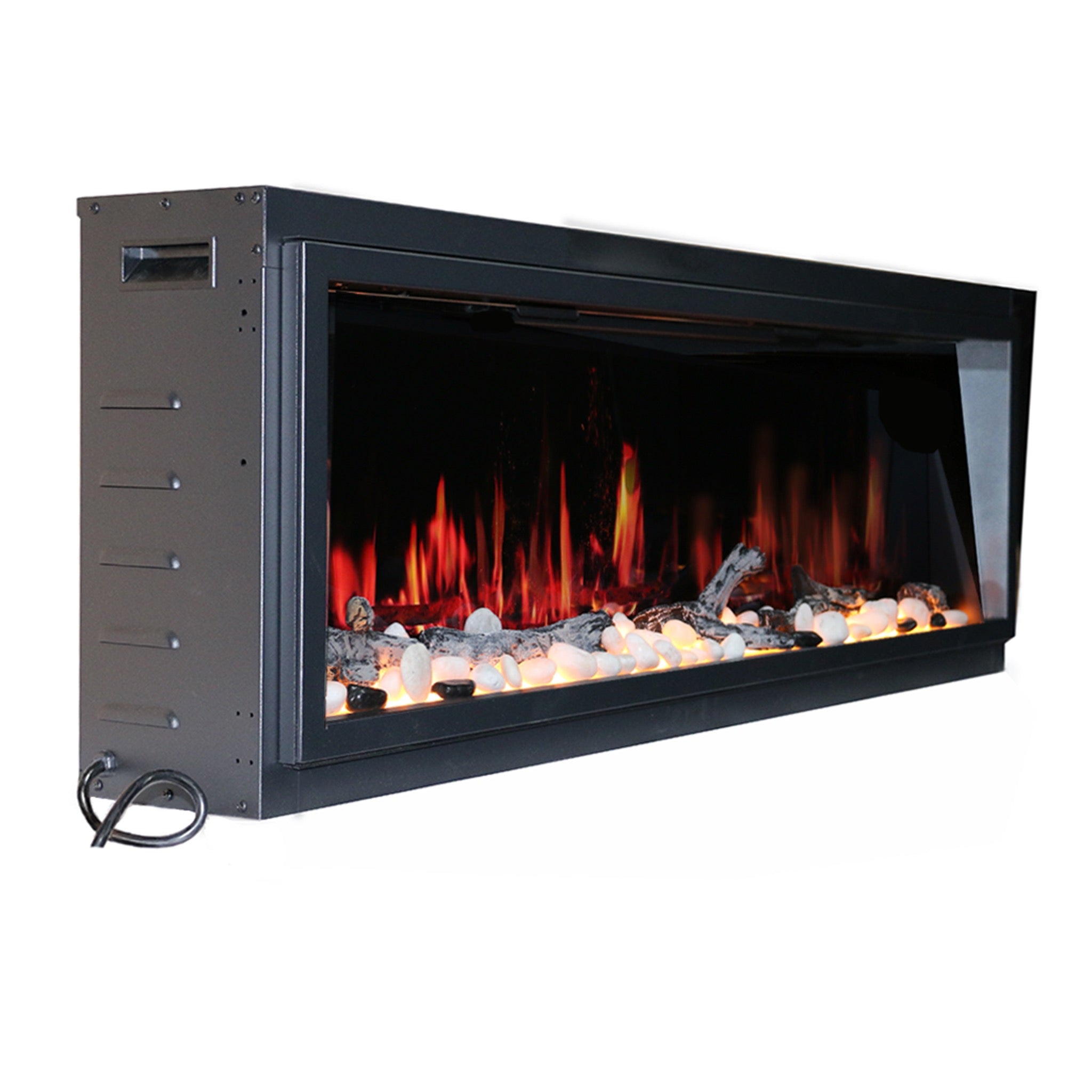 Latitude 45" Built-in Electric Fireplace with Driftwood Logs and River Rock ZEF45X