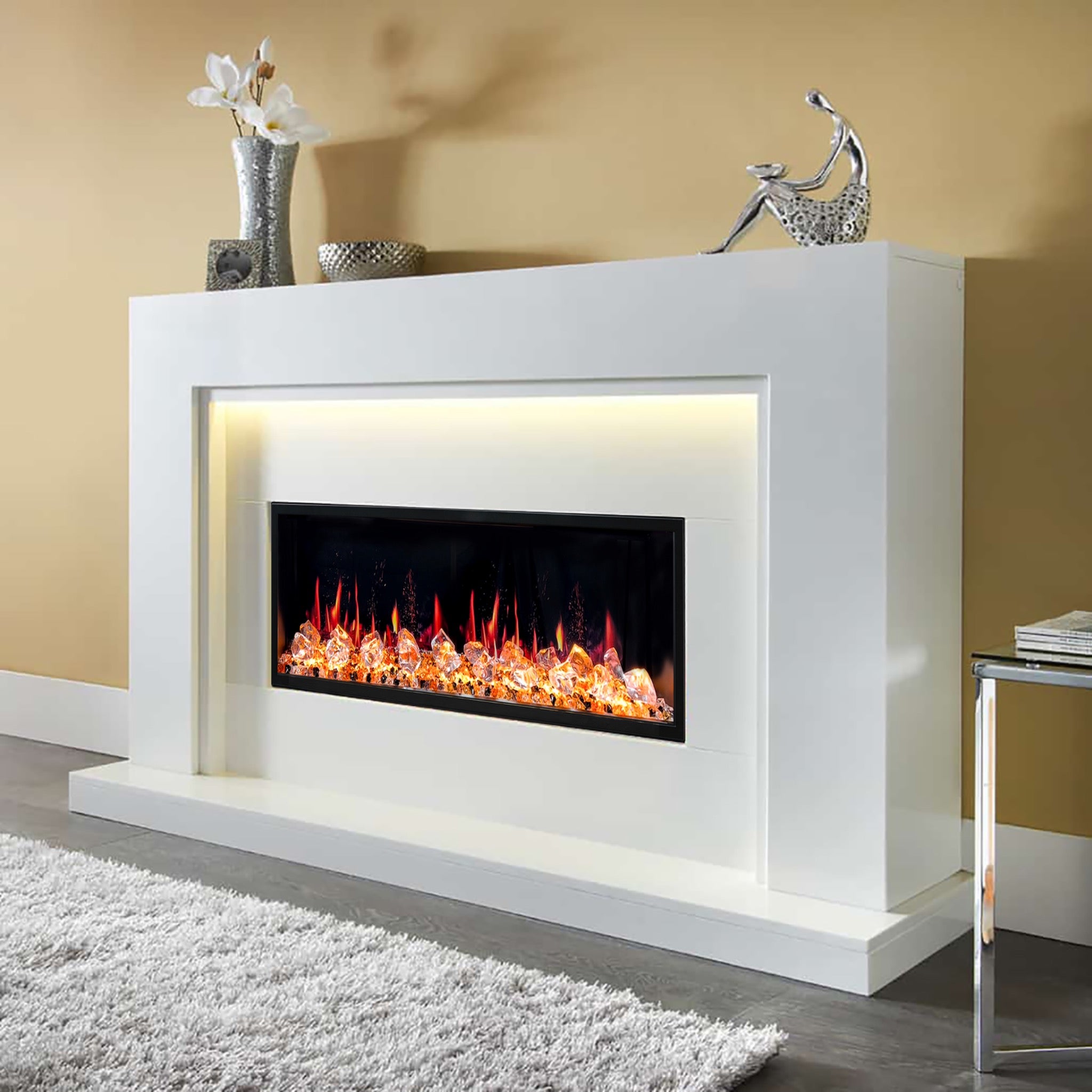 Litedeer Homes Latitude Built-in with Crushed Ice Rocks Electric Fireplace