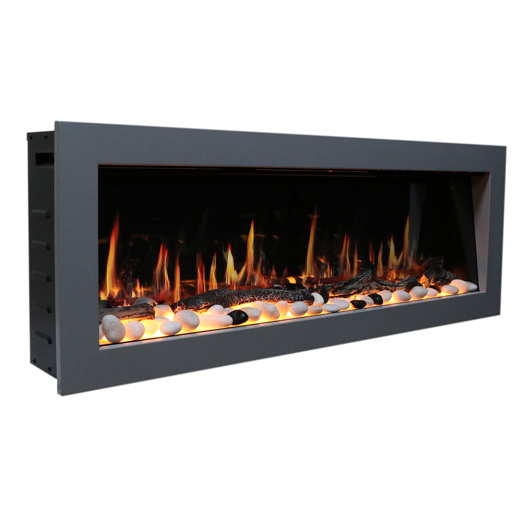 Latitude II 48" Smart Wall Mount with Driftwood Logs and River Rock Electric Fireplace ZEF48X