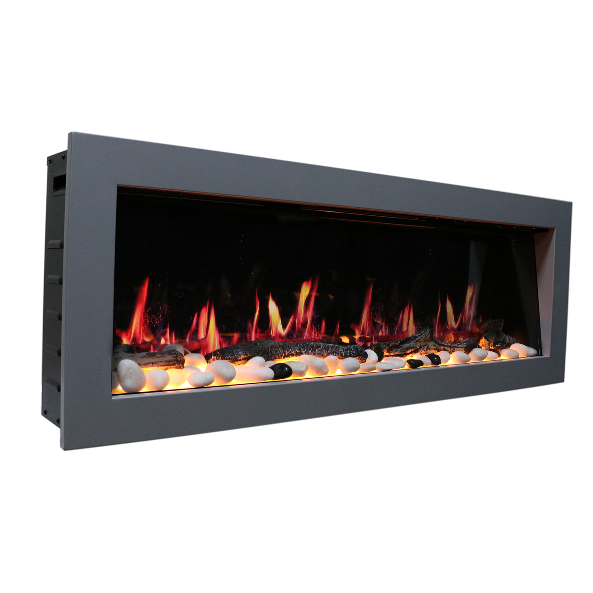 Latitude II 48" Smart Wall Mount with Driftwood Logs and River Rock Electric Fireplace ZEF48X