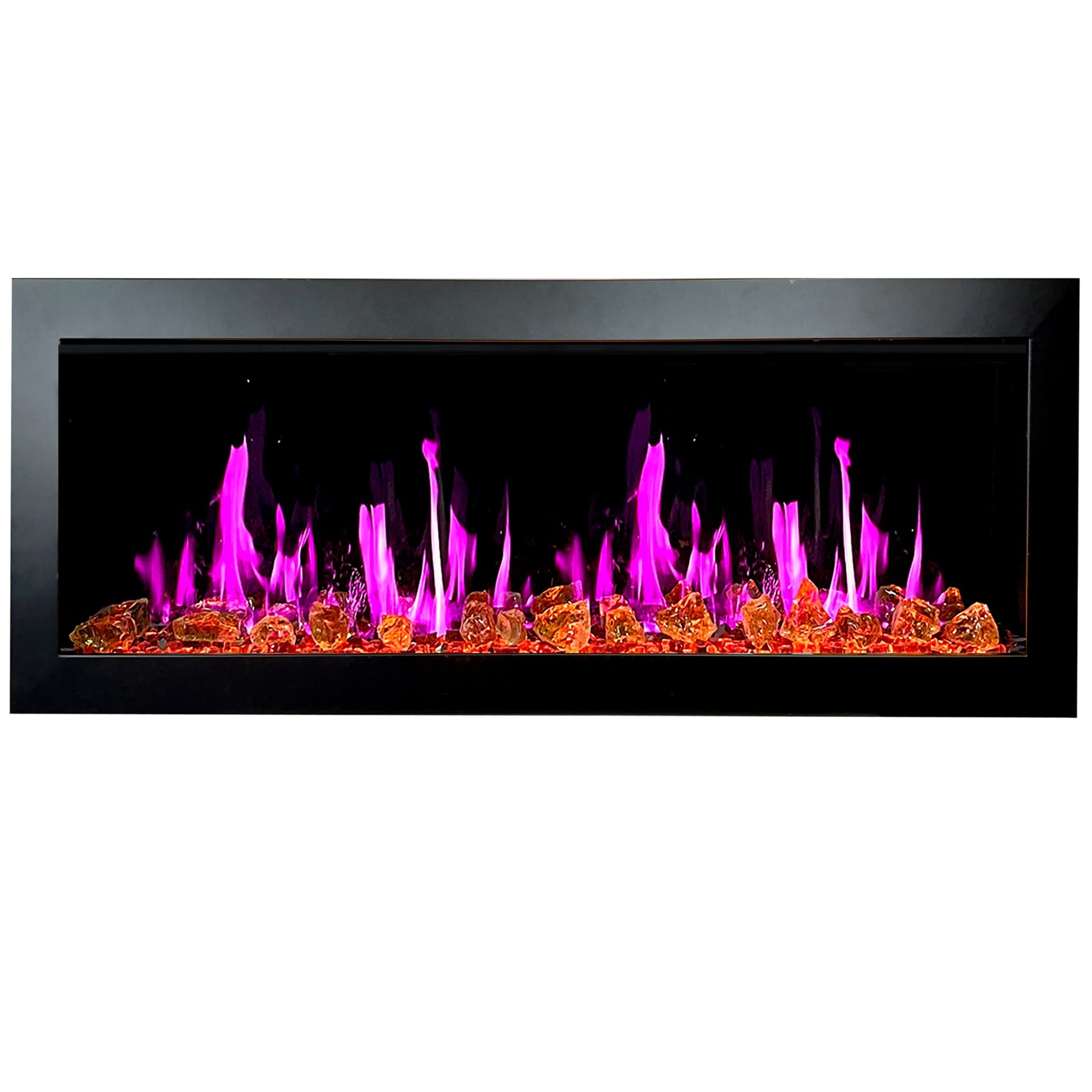 Litedeer Homes Latitude II Smart Wall Mount with Reflective Amber Glass Electric Fireplace