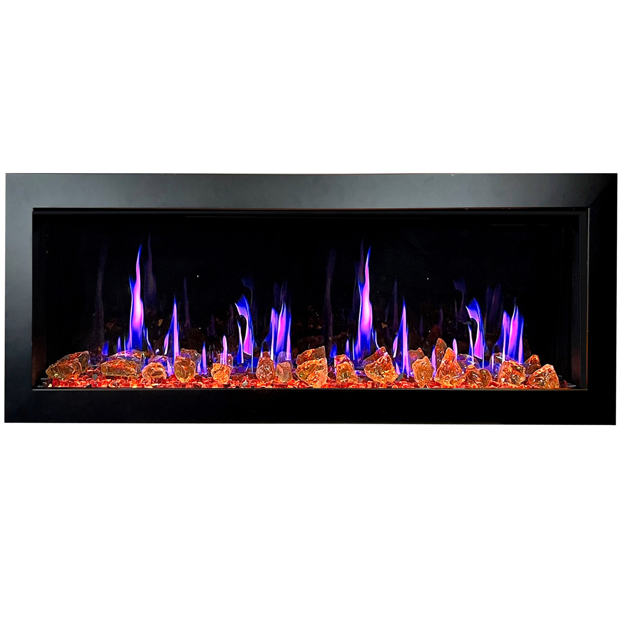 Litedeer Homes Latitude II Smart Wall Mount with Reflective Amber Glass Electric Fireplace