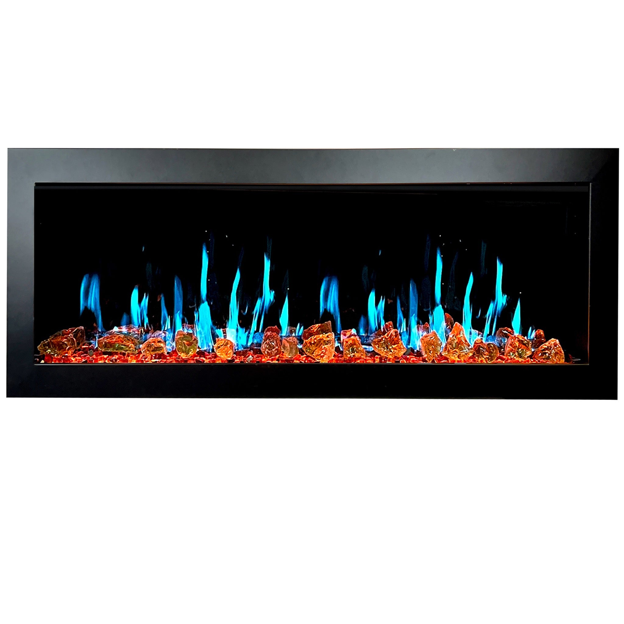 Litedeer Homes Latitude II Smart Wall Mount with Reflective Amber Glass Electric Fireplace