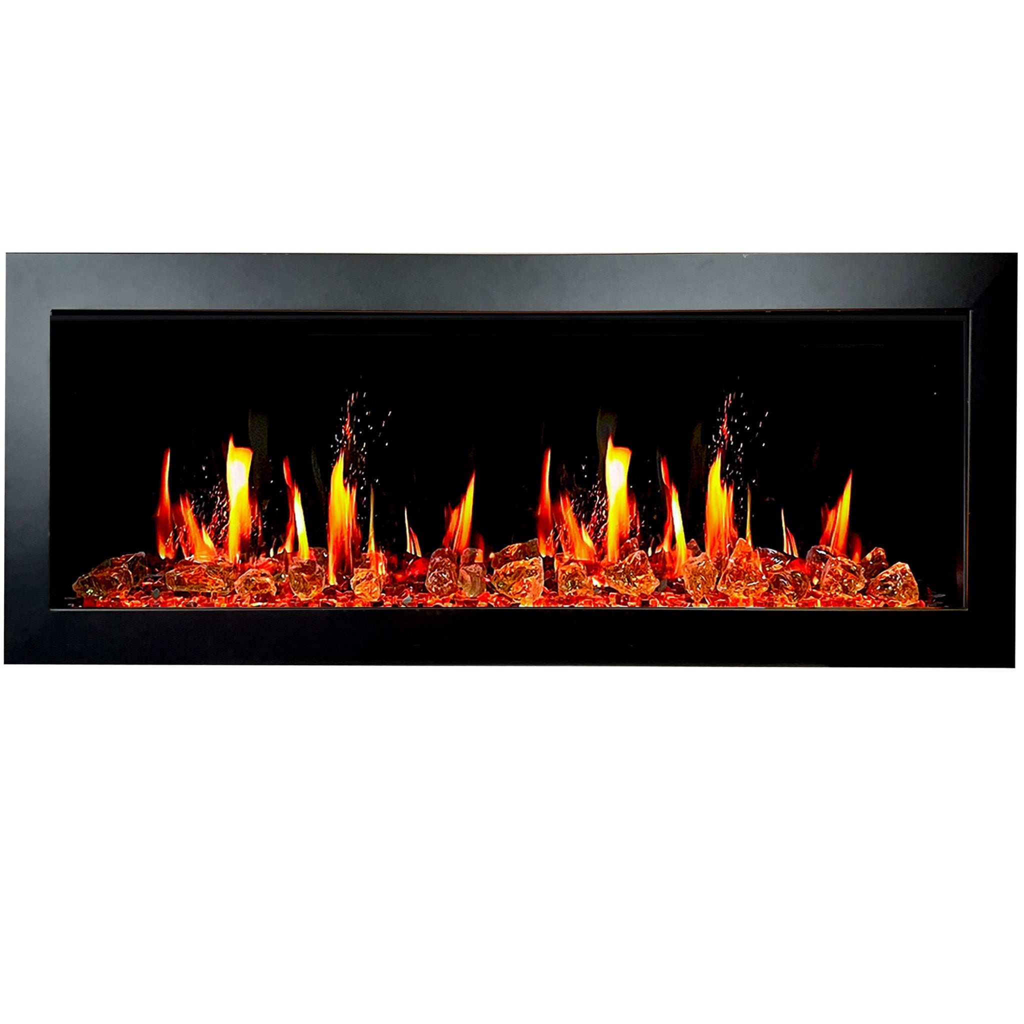 Litedeer Homes Latitude II Smart Wall Mount with Reflective Amber Glass Electric Fireplace