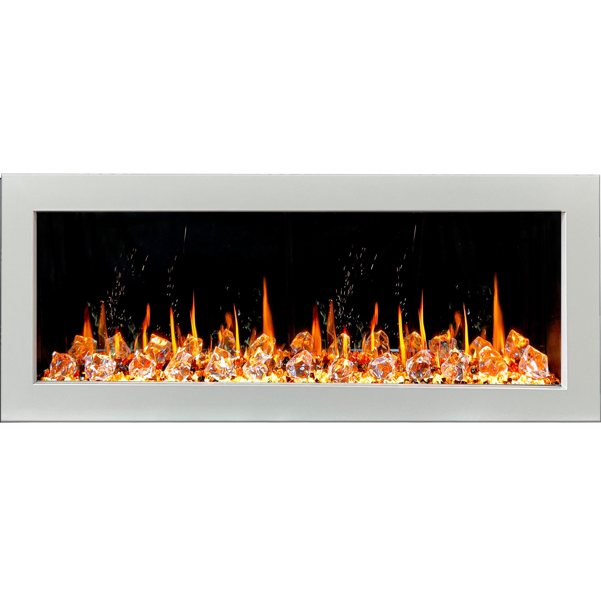 Litedeer Homes Glora II Seamless Push-in with Crushed Ice Rock Electric Fireplace