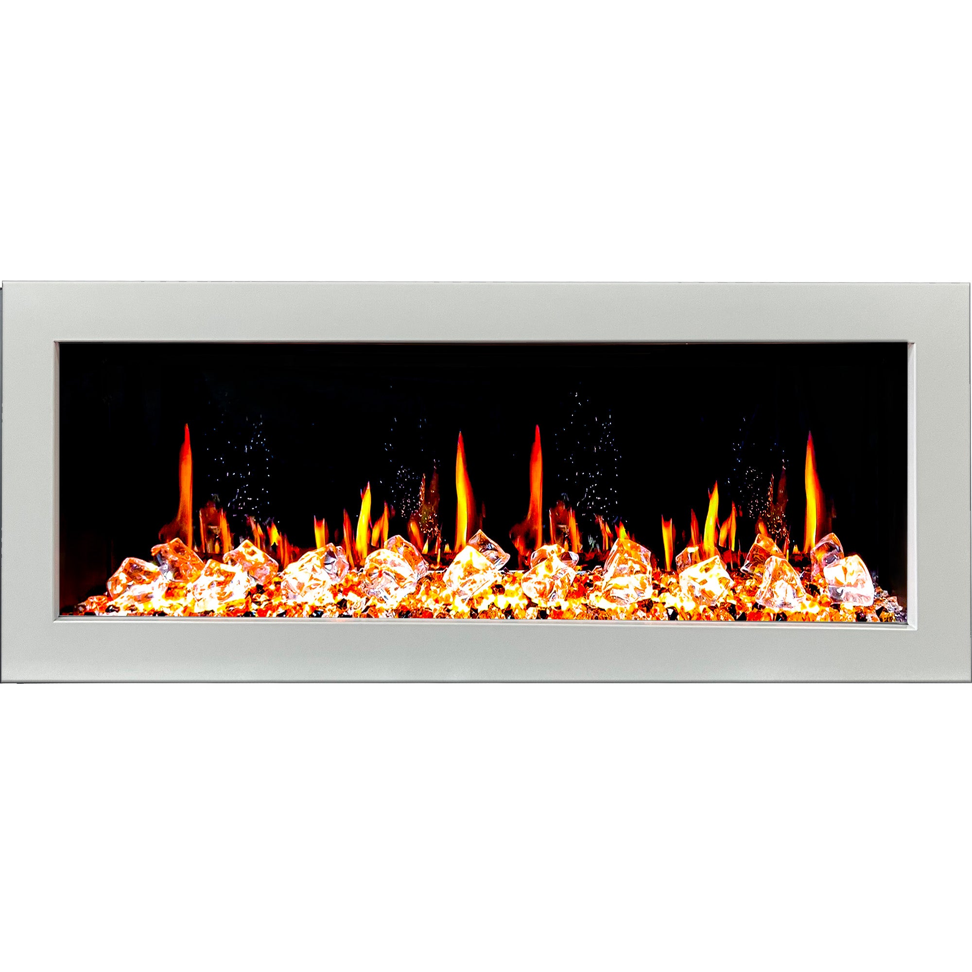 Litedeer Homes Glora II Seamless Push-in with Crushed Ice Rock Electric Fireplace