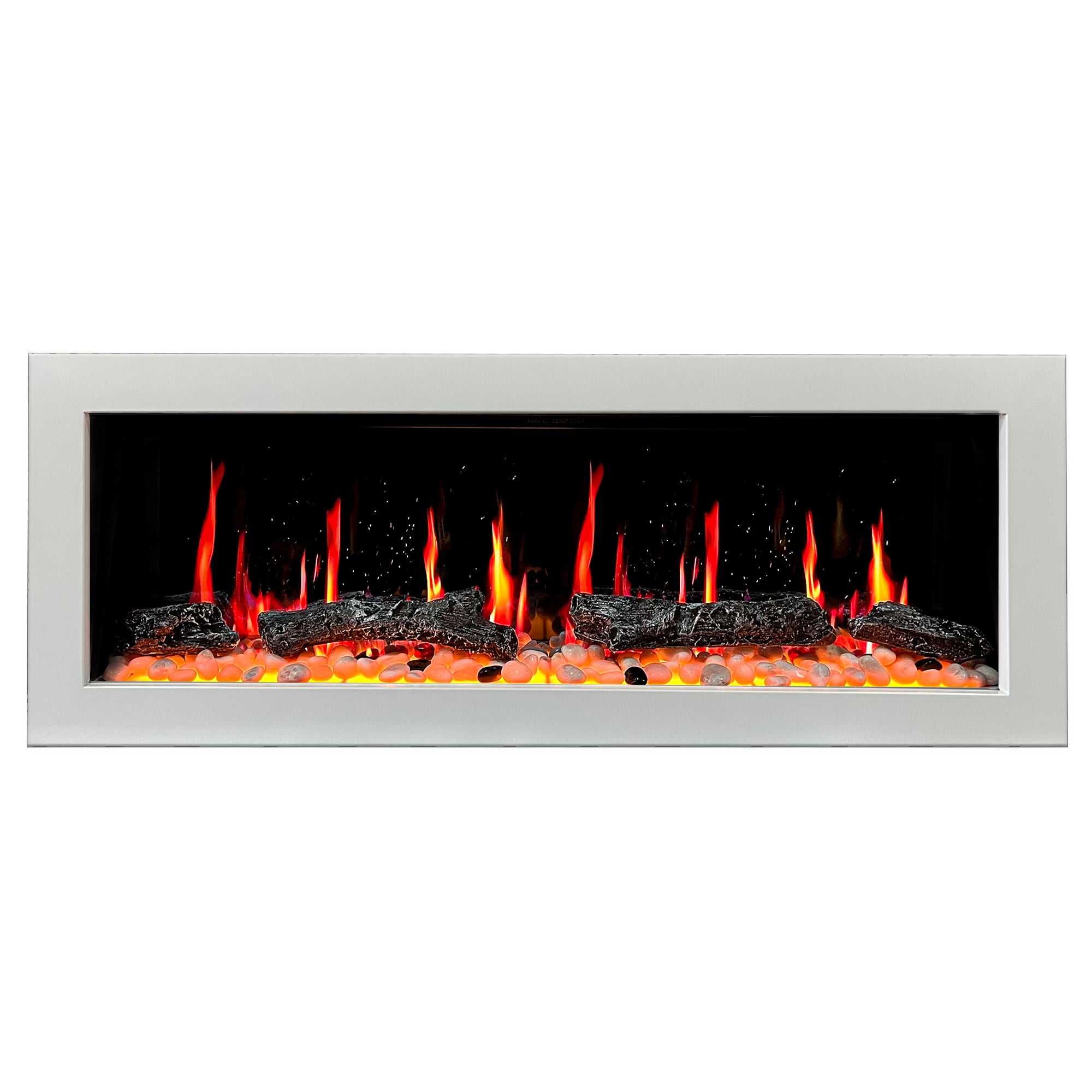 Litedeer Homes Gloria II Smart Wall Mount with Driftwood Logs and River Rocks Electric Fireplace