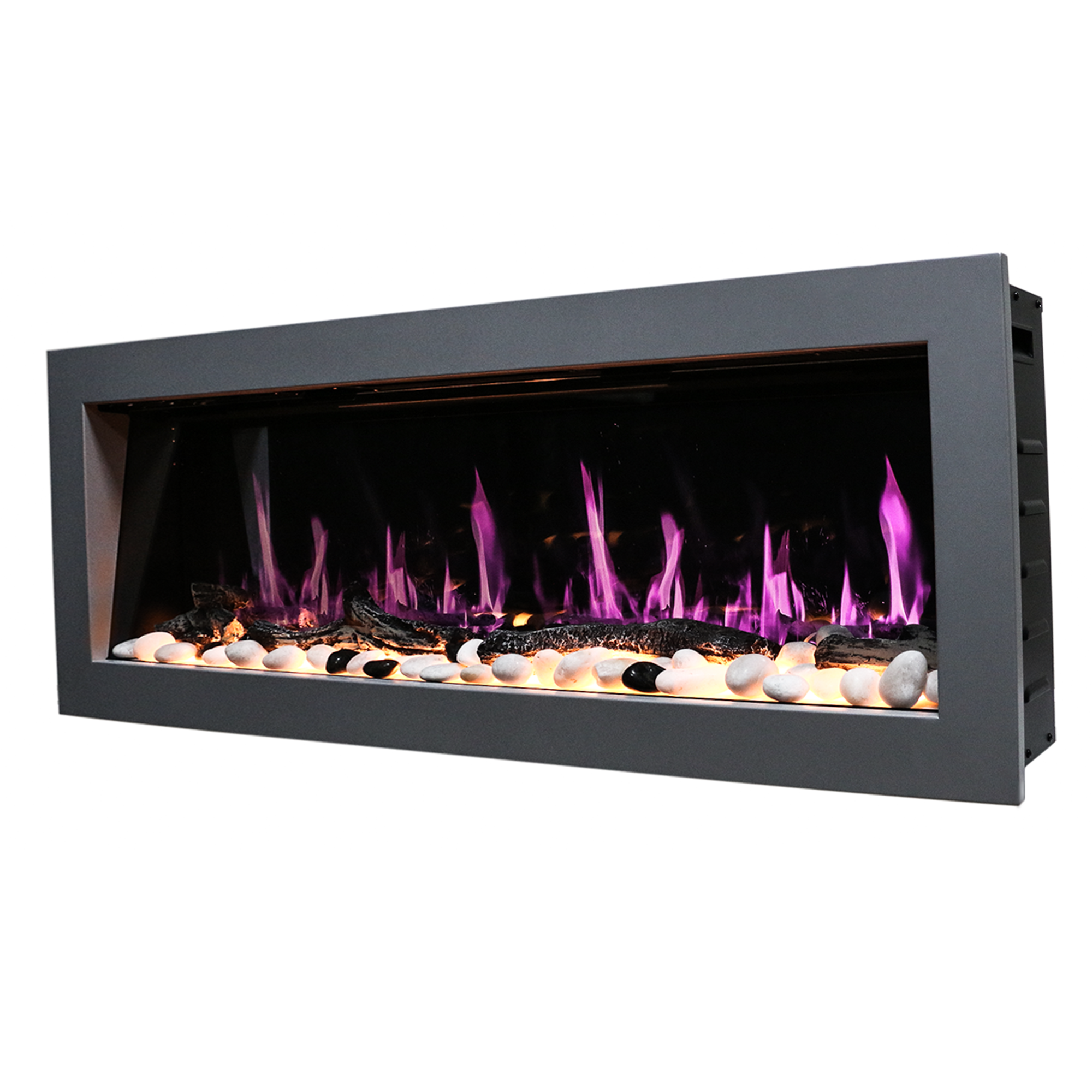 Latitude 55" Ultra Slim Buil-in with Driftwood Logs and River Rock Electric Fireplace ZEF55V