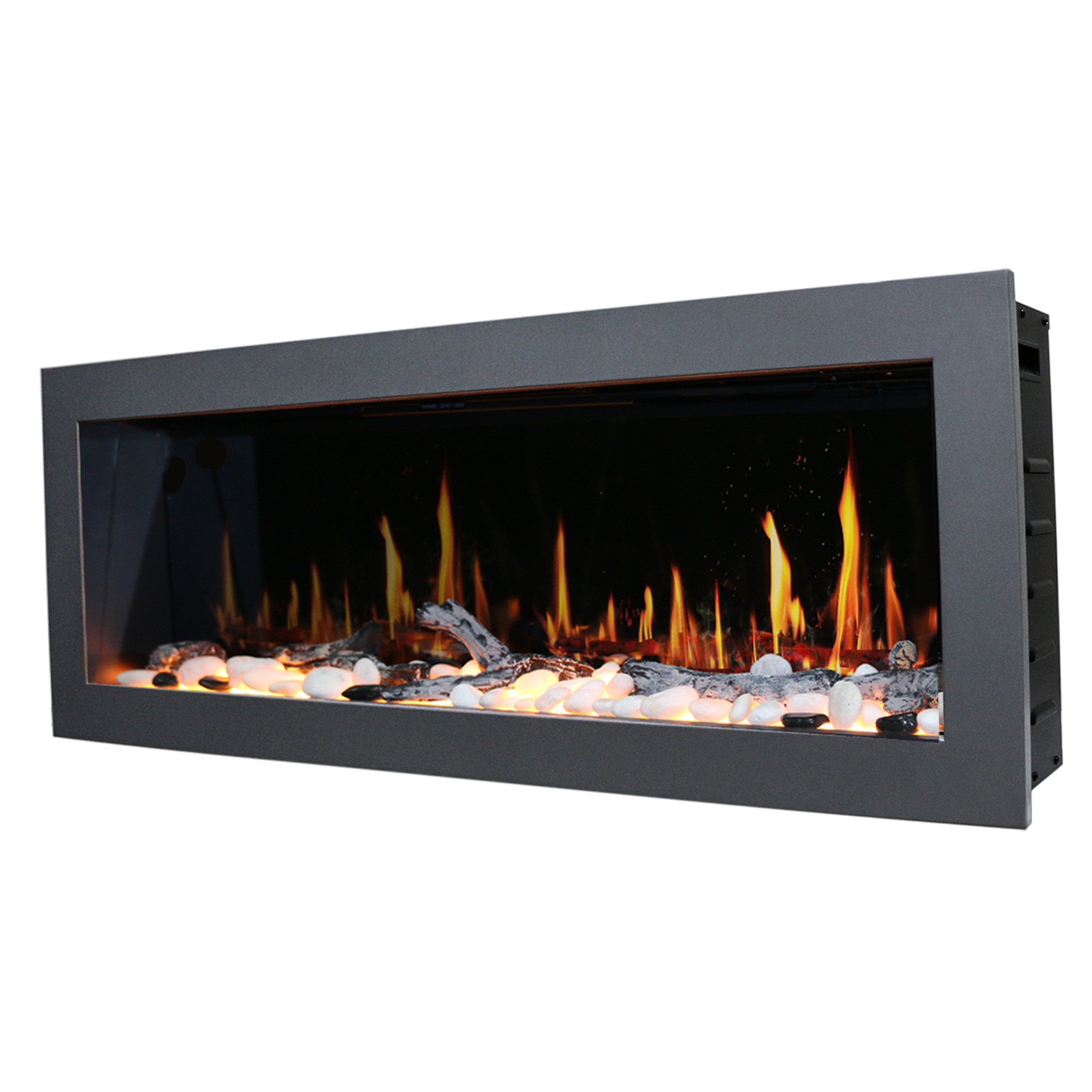 Latitude II 58" Smart Wall Mount with Driftwood Logs and River Rock Electric Fireplace ZEF58V