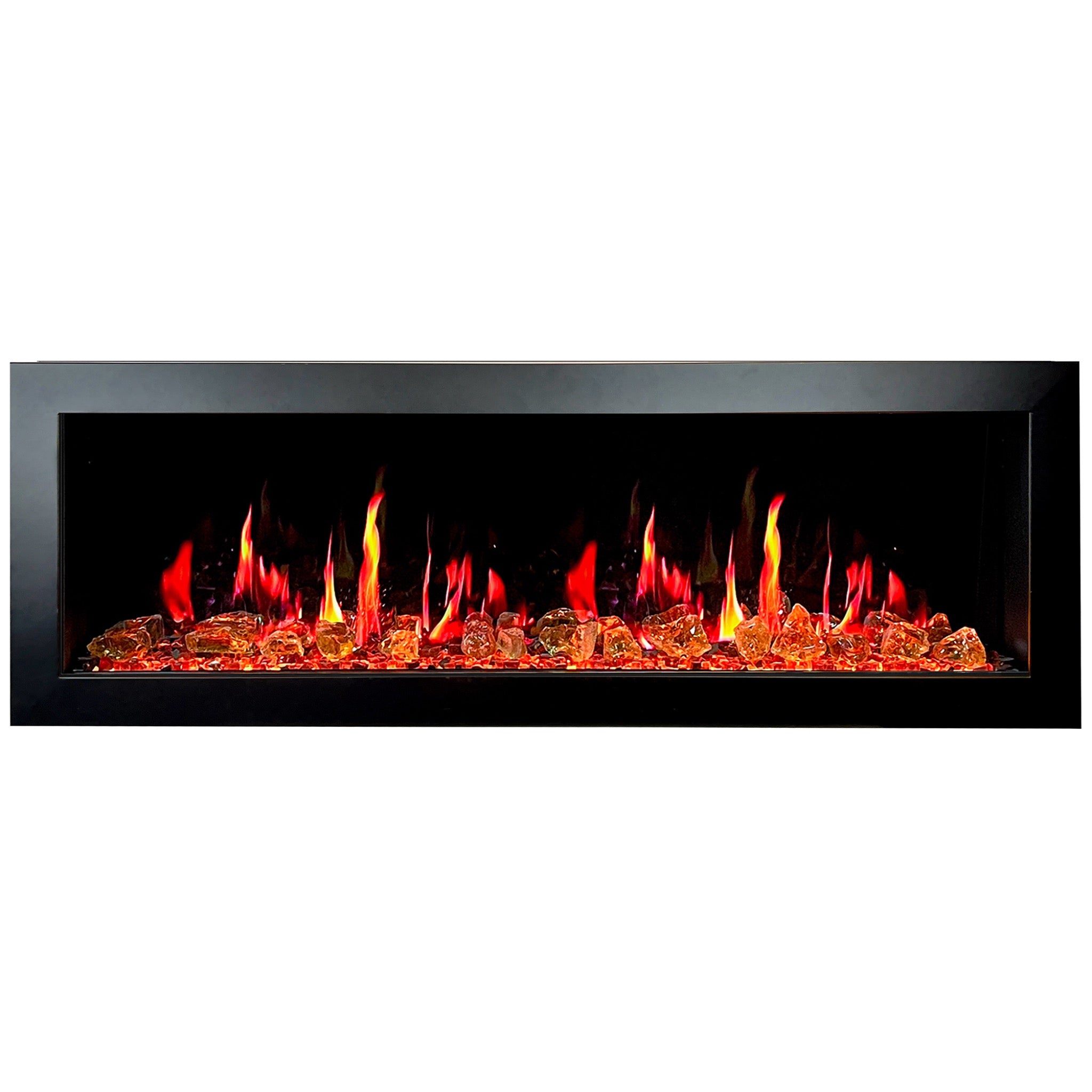 Litedeer Homes Latitude II Smart Wall Mount with Reflective Amber Glass Electric Fireplace