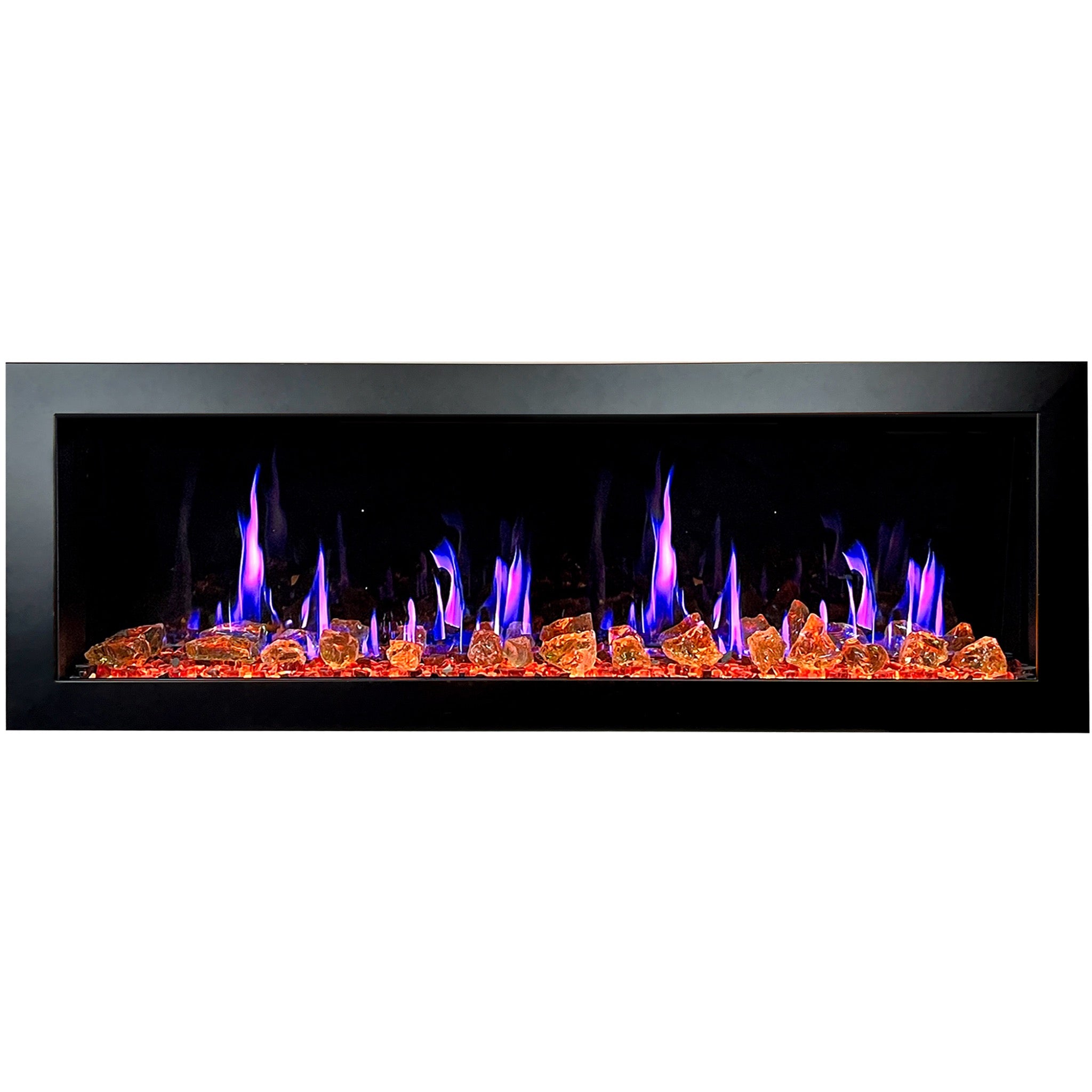 Litedeer Homes Latitude II Smart Wall Mount with Reflective Amber Glass Electric Fireplace