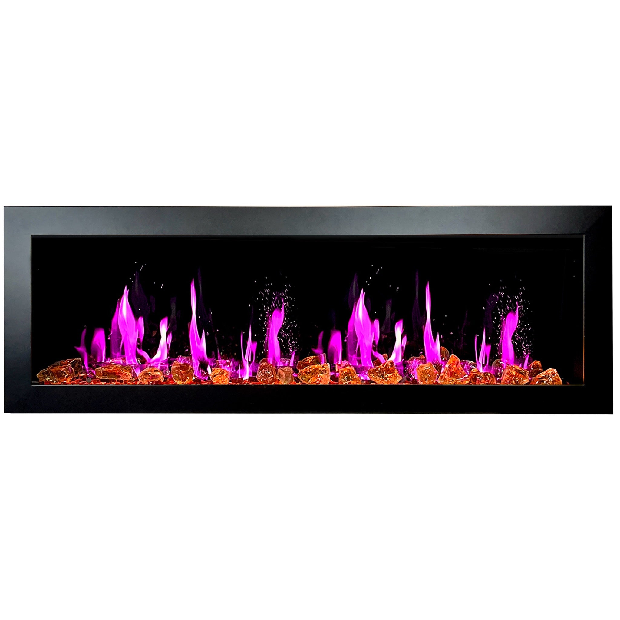 Litedeer Homes Latitude II Smart Wall Mount with Reflective Amber Glass Electric Fireplace