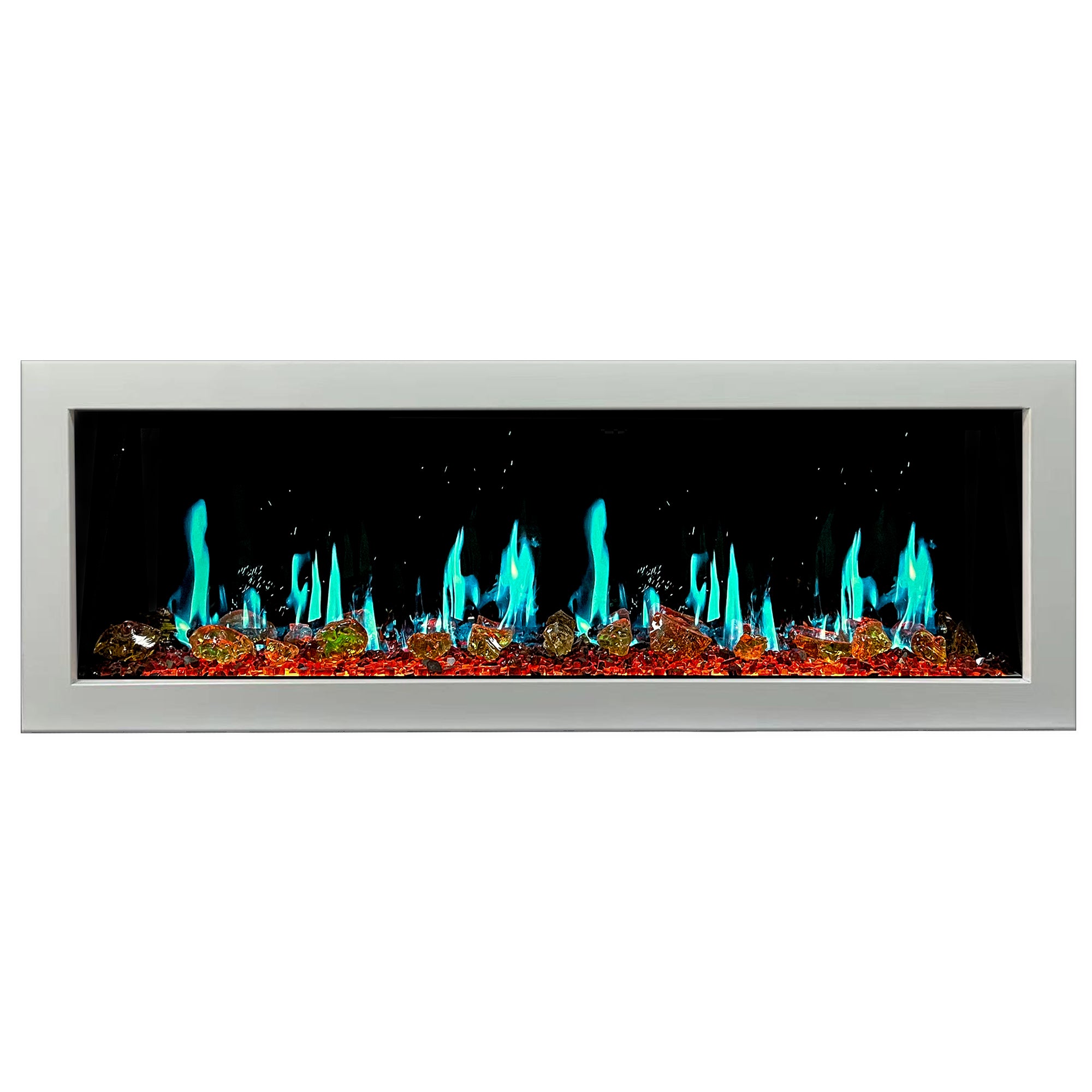 Litedeer Homes Gloria II Smart Wall Mount with Reflective Amber Glass Elecritc Fireplace