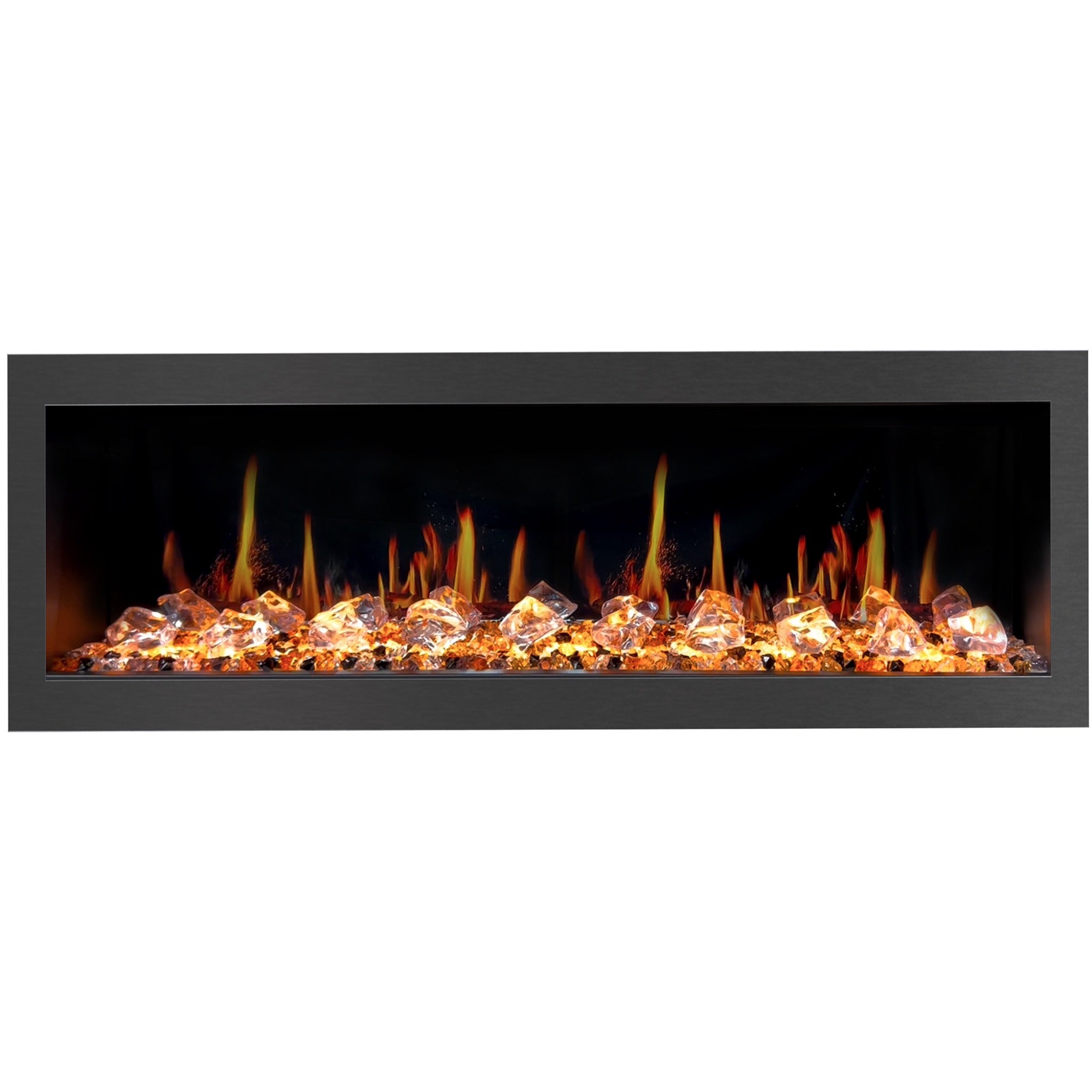 Litedeer Homes Latitude II Smart Wall Mount with Crushed Ice Rocks Electric Fireplace