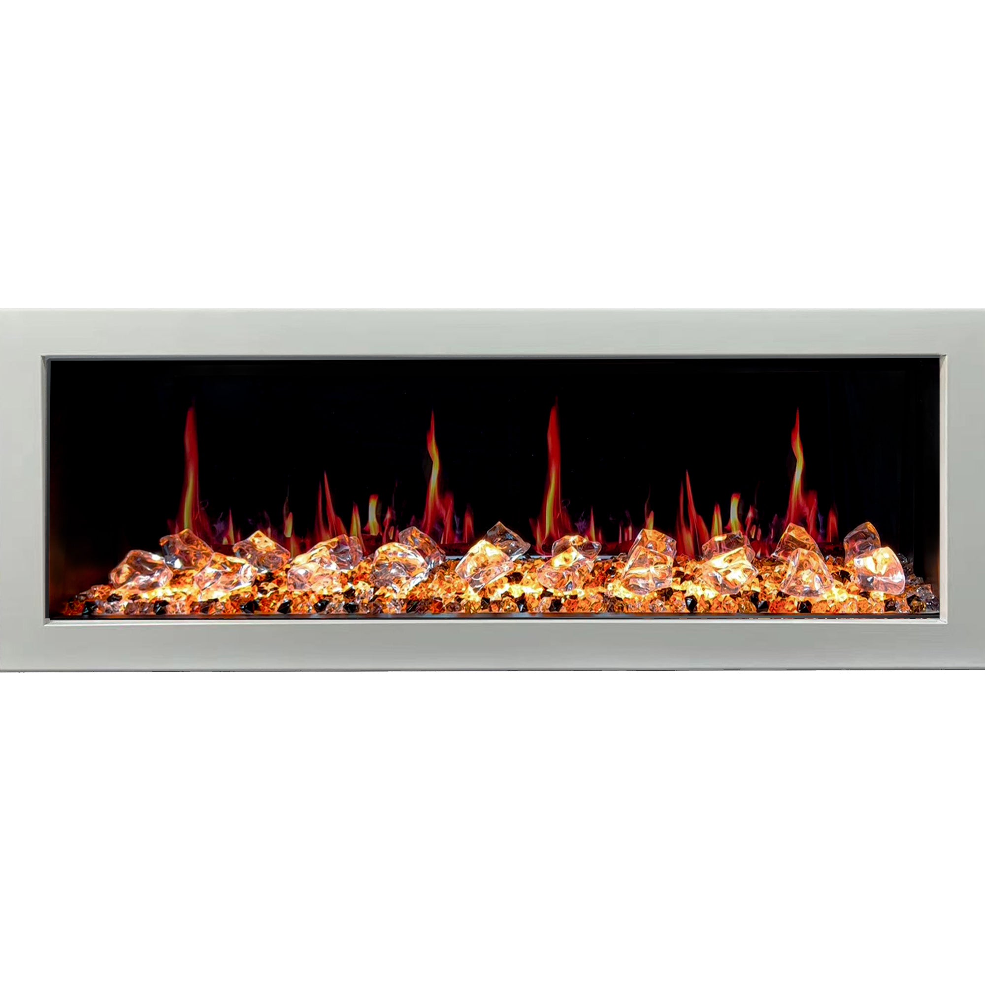 Litedeer Homes Glora II Seamless Push-in with Crushed Ice Rock Electric Fireplace