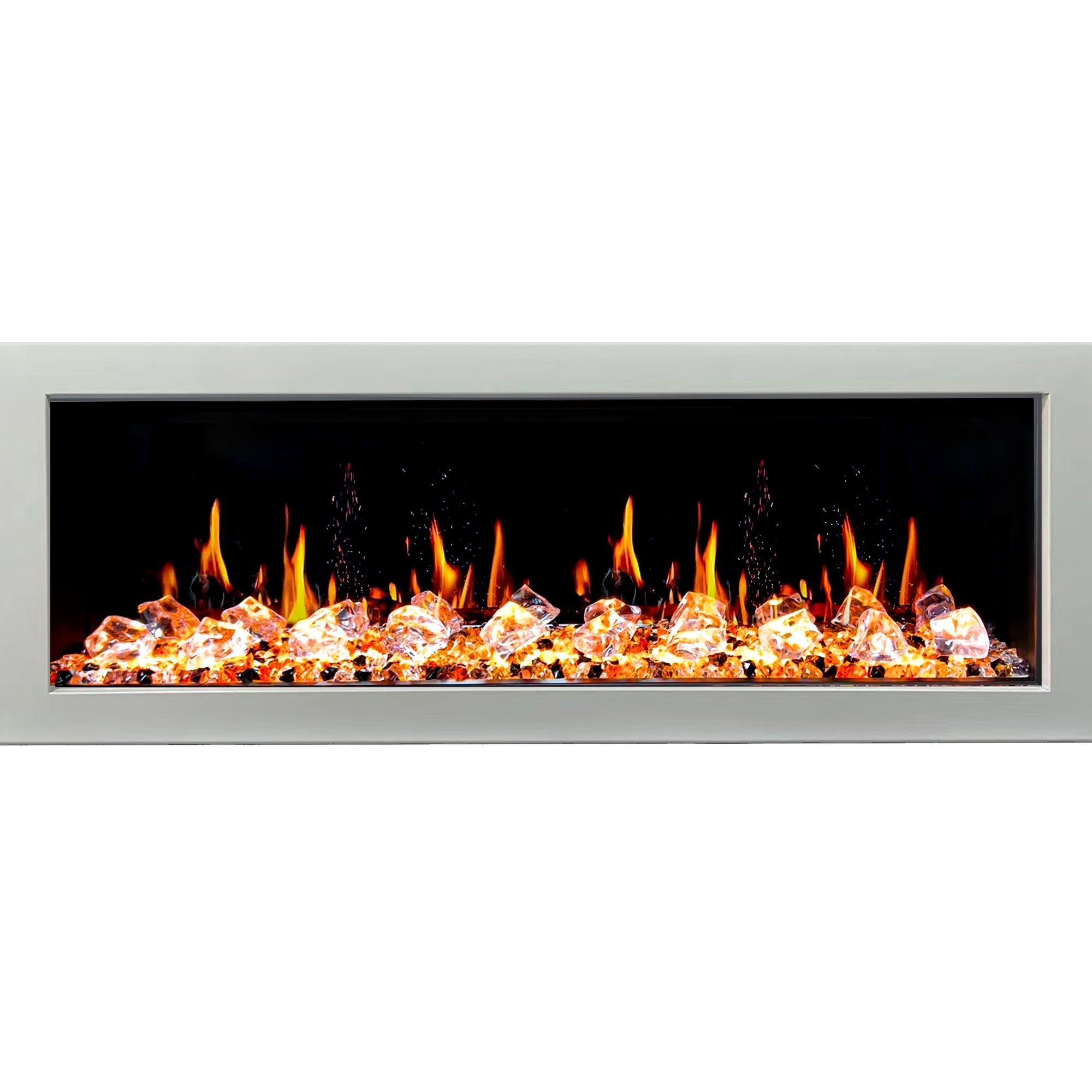 Litedeer Homes Glora II Seamless Push-in with Crushed Ice Rock Electric Fireplace