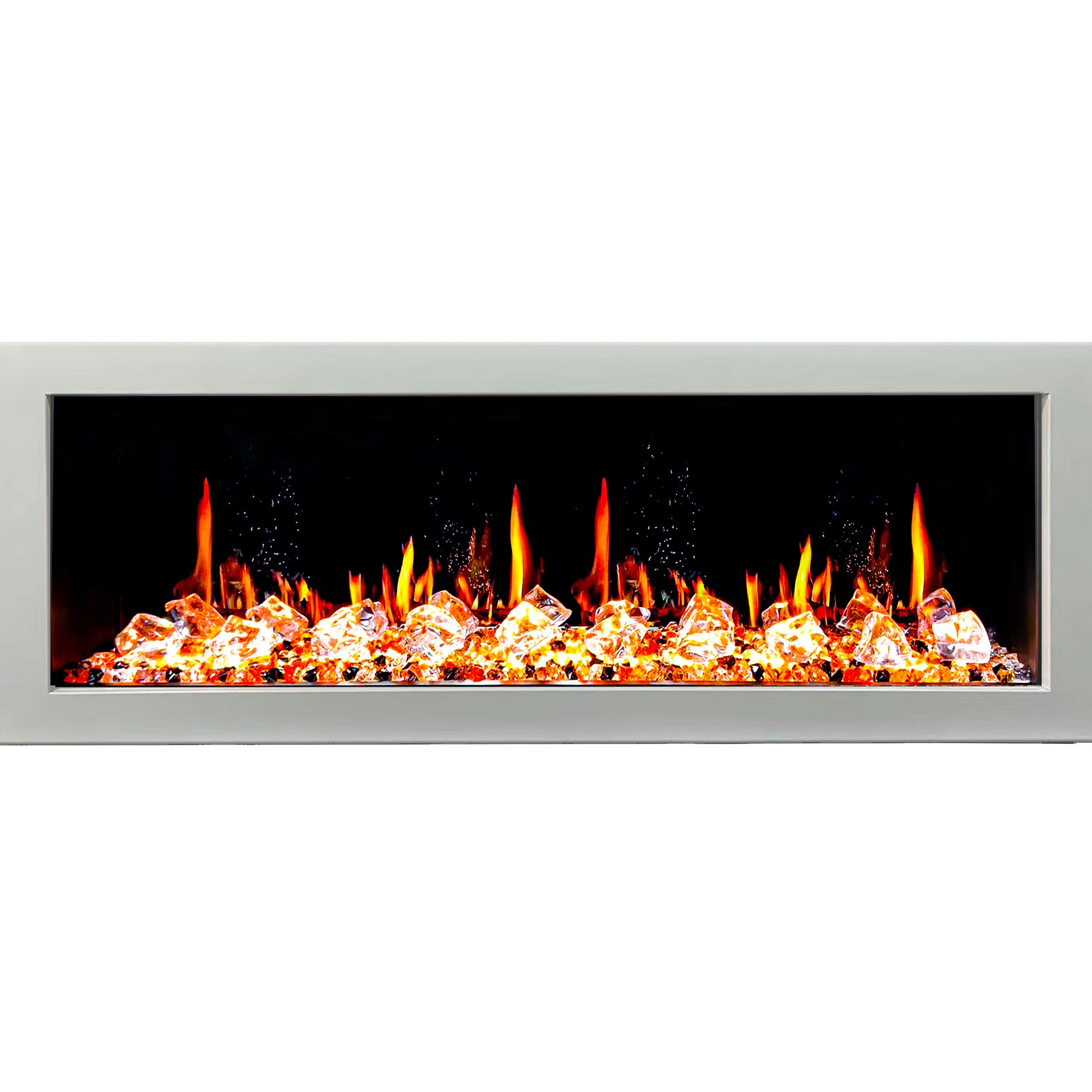 Litedeer Homes Glora II Seamless Push-in with Crushed Ice Rock Electric Fireplace