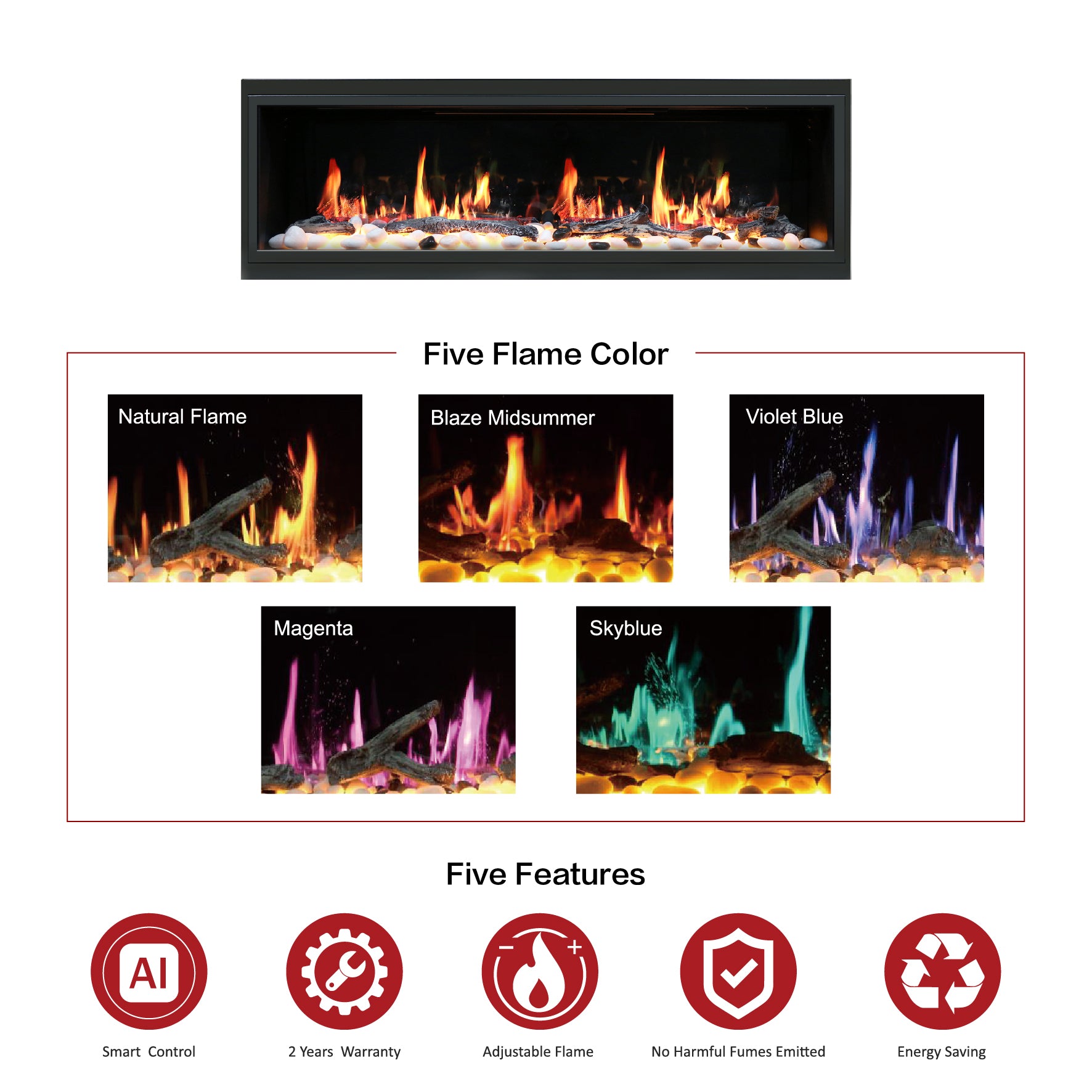 Latitude 65" Ultra Slim-in with Driftwood Logs and River Rock Electric Fireplace ZEF65X