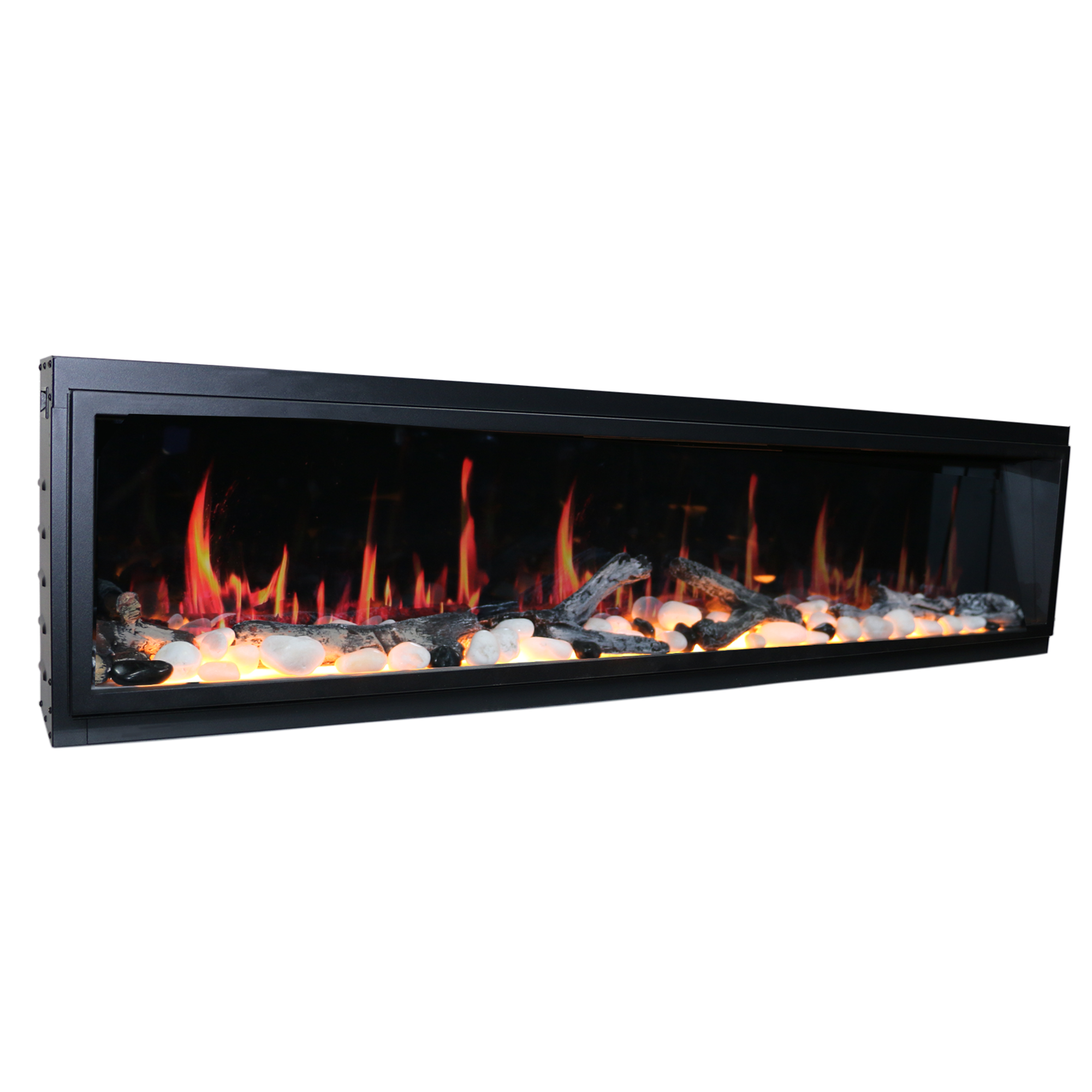 Latitude 65" Ultra Slim-in with Driftwood Logs and River Rock Electric Fireplace ZEF65X