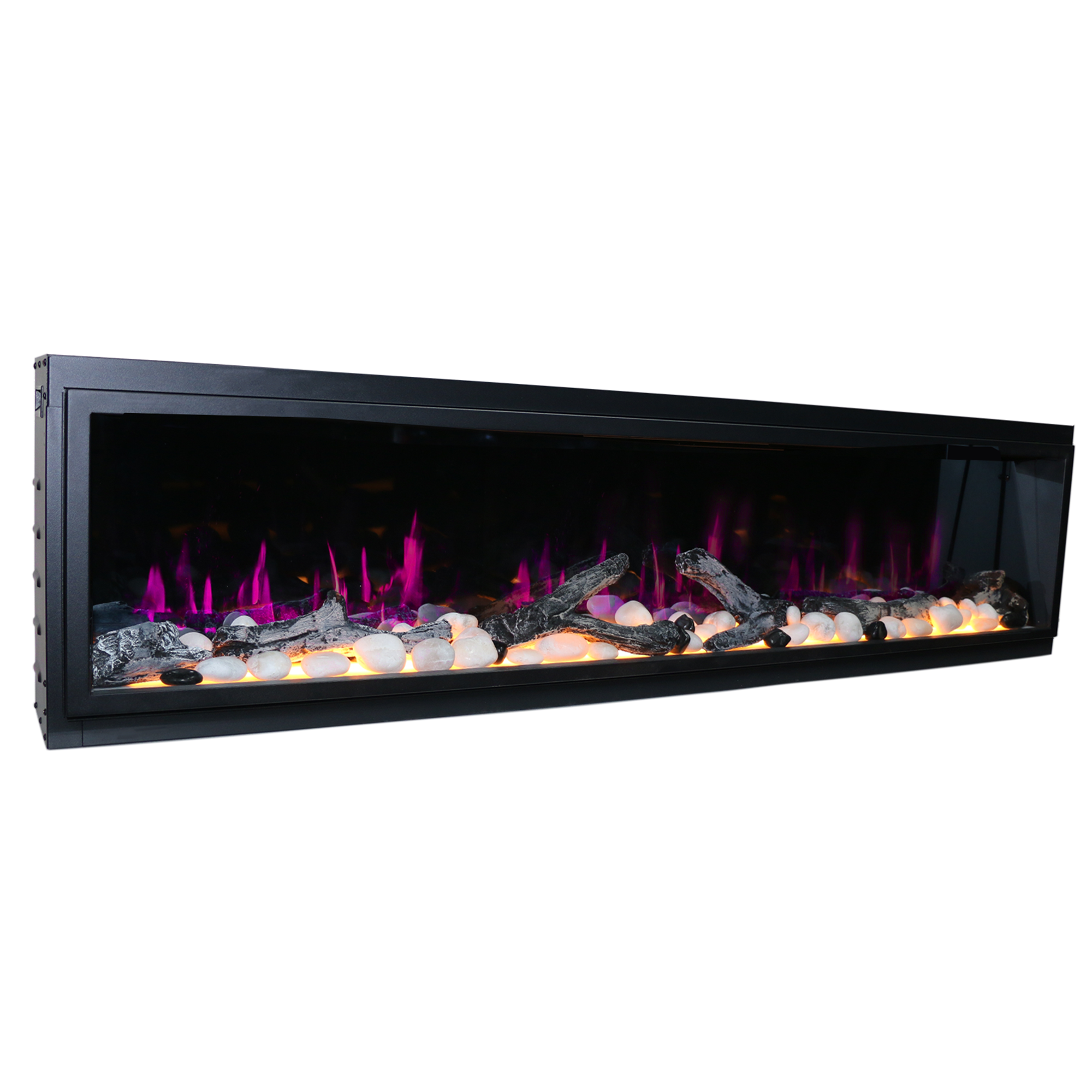 Latitude 65" Ultra Slim-in with Driftwood Logs and River Rock Electric Fireplace ZEF65X