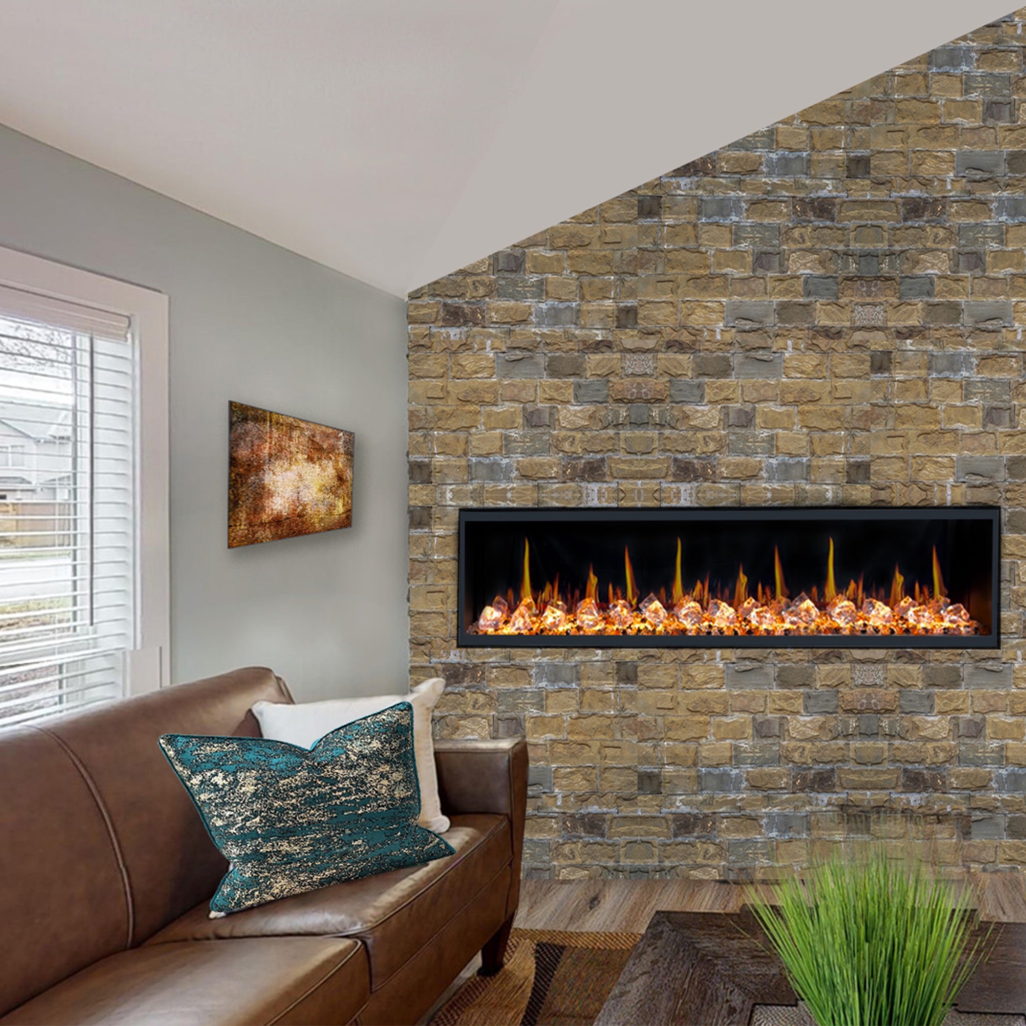 Litedeer Homes Latitude Built-in with Crushed Ice Rocks Electric Fireplace