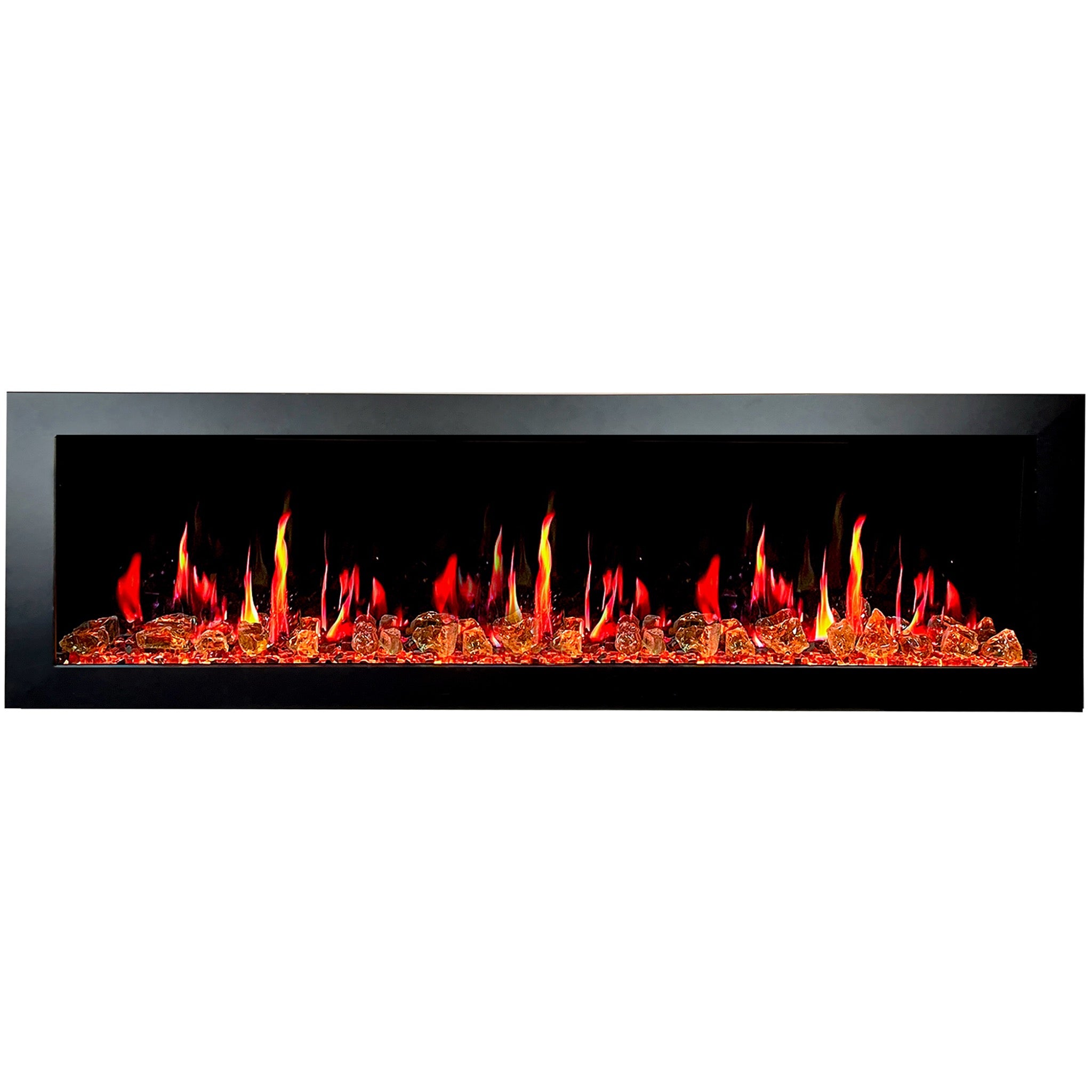 Litedeer Homes Latitude II Smart Wall Mount with Reflective Amber Glass Electric Fireplace