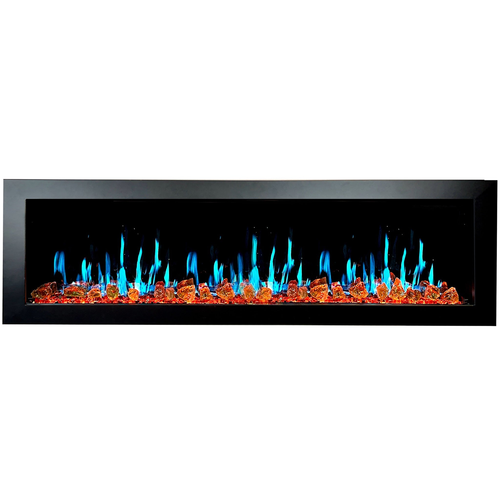 Litedeer Homes Latitude II Smart Wall Mount with Reflective Amber Glass Electric Fireplace