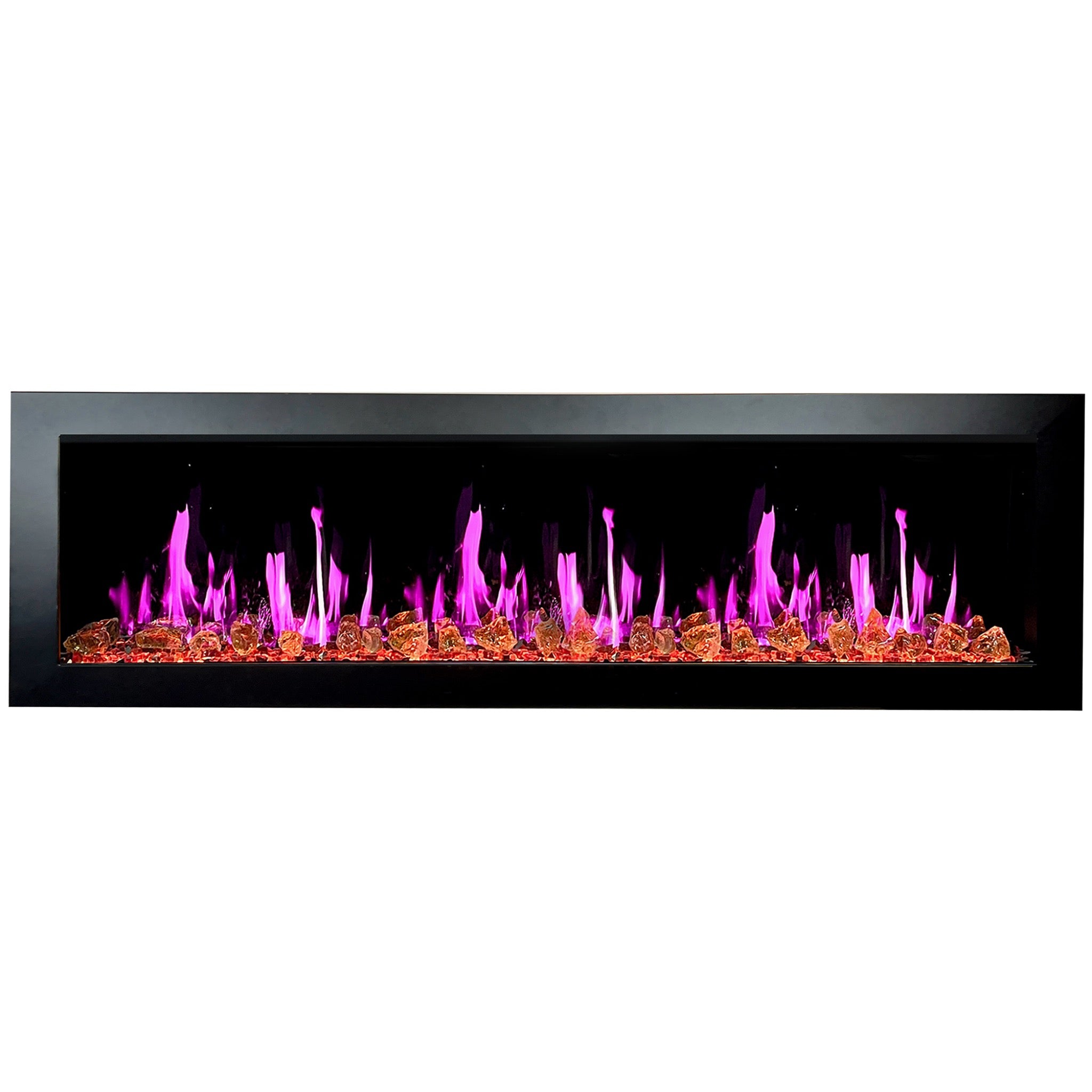 Litedeer Homes Latitude II Smart Wall Mount with Reflective Amber Glass Electric Fireplace