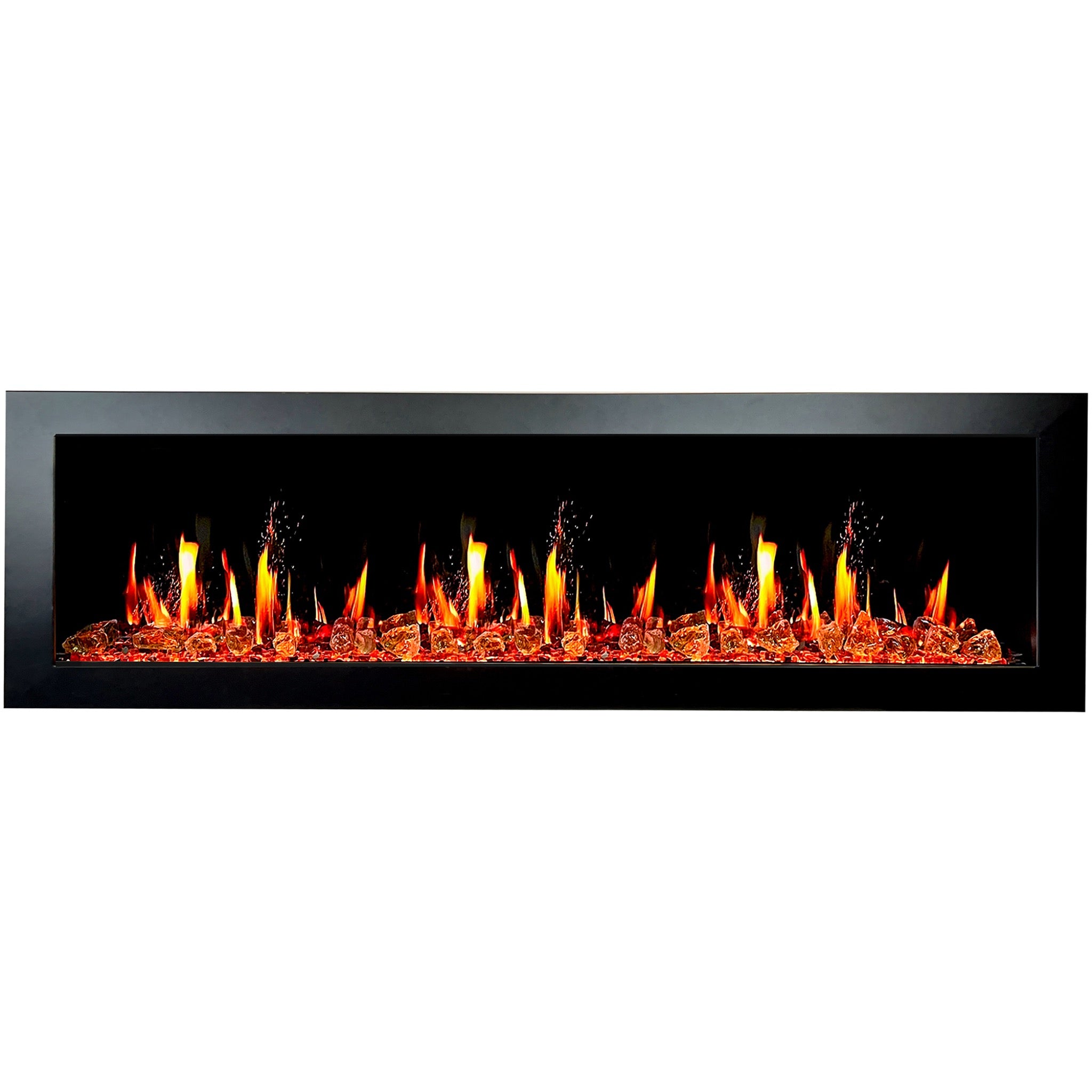 Litedeer Homes Latitude II Smart Wall Mount with Reflective Amber Glass Electric Fireplace