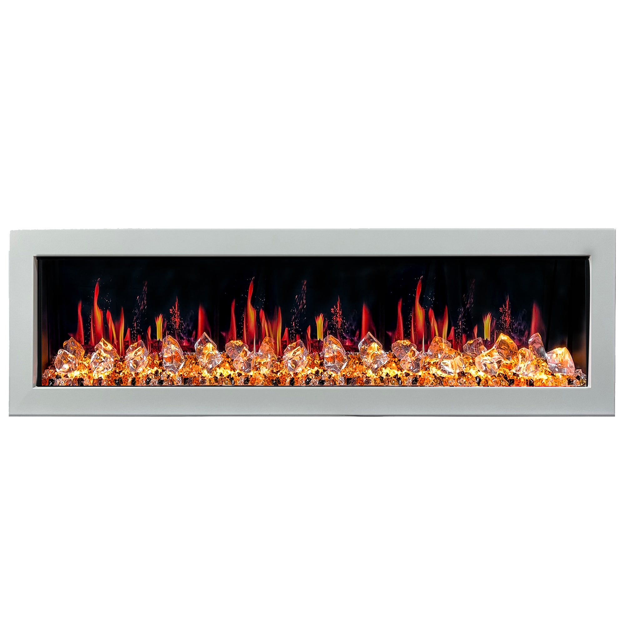 Litedeer Homes Glora II Seamless Push-in with Crushed Ice Rock Electric Fireplace