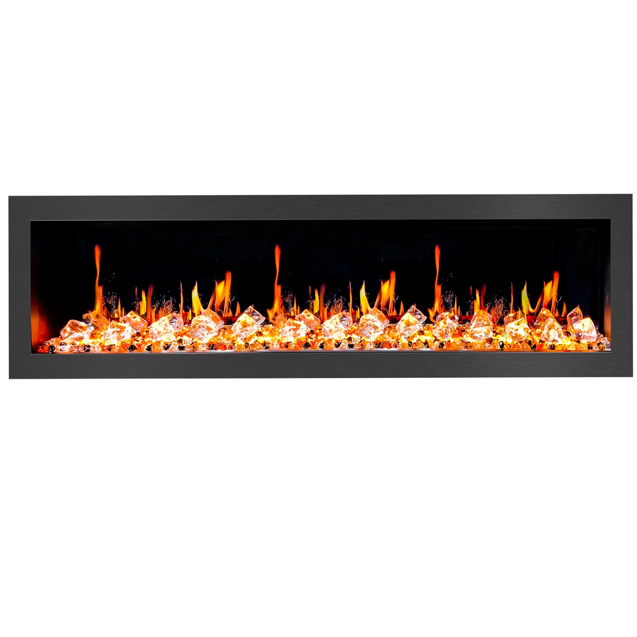 Litedeer Homes Latitude II Smart Wall Mount with Crushed Ice Rocks Electric Fireplace