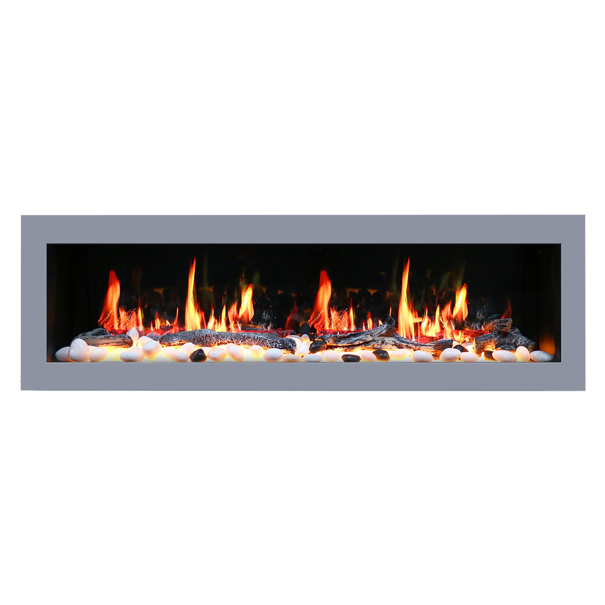 Litedeer Homes Gloria II Smart Wall Mount with Driftwood Logs and River Rocks Electric Fireplace