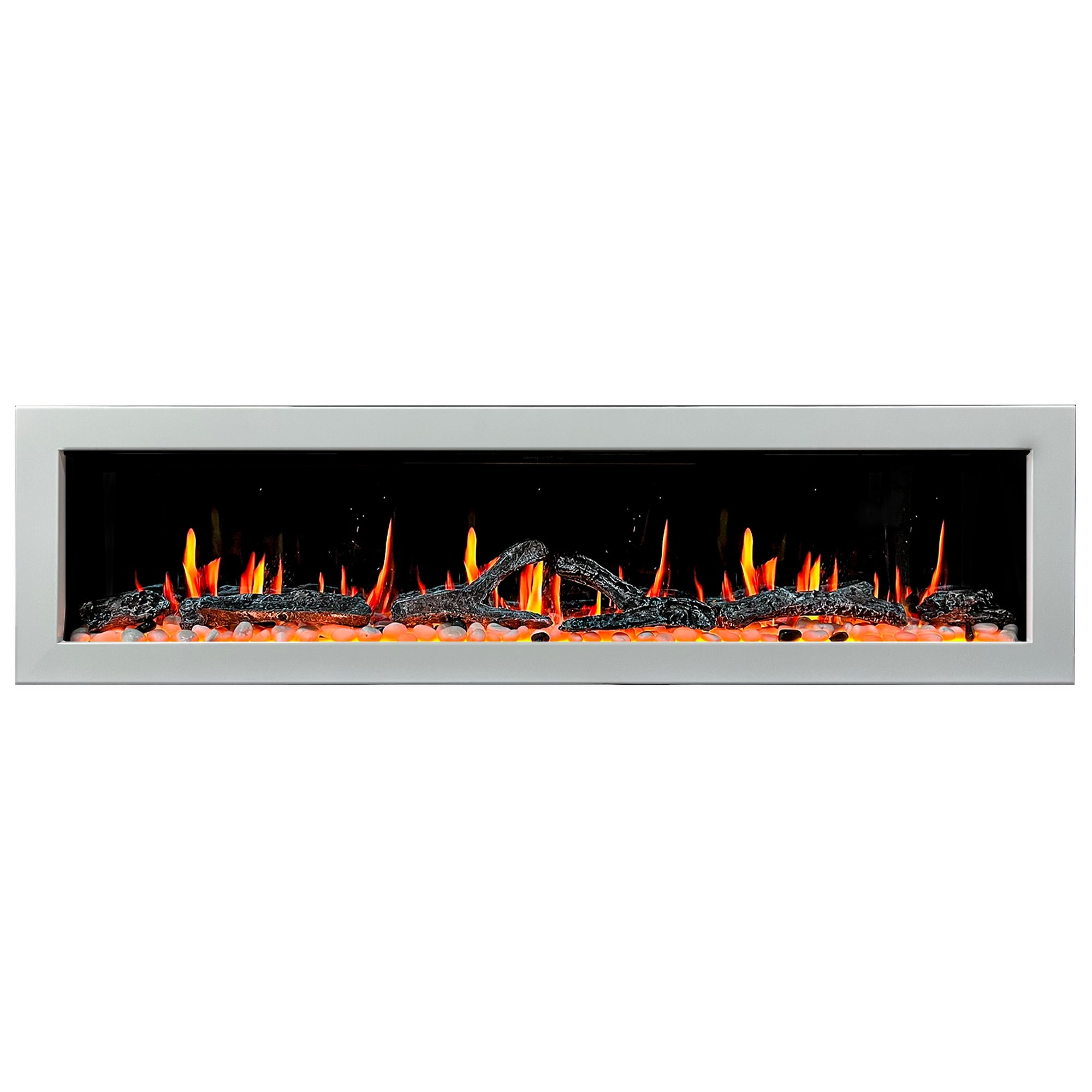 Litedeer Homes Gloria II Smart Wall Mount with Driftwood Logs and River Rocks Electric Fireplace