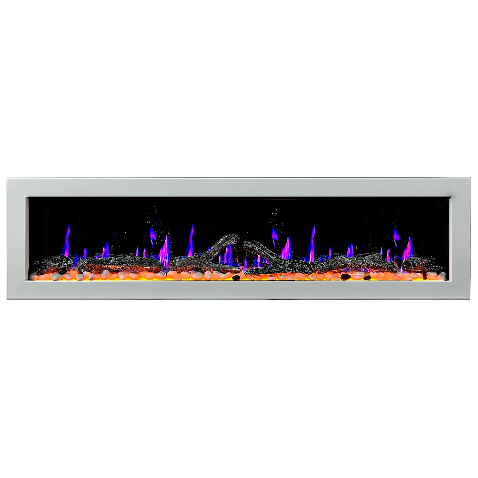 Litedeer Homes Gloria II Smart Wall Mount with Driftwood Logs and River Rocks Electric Fireplace