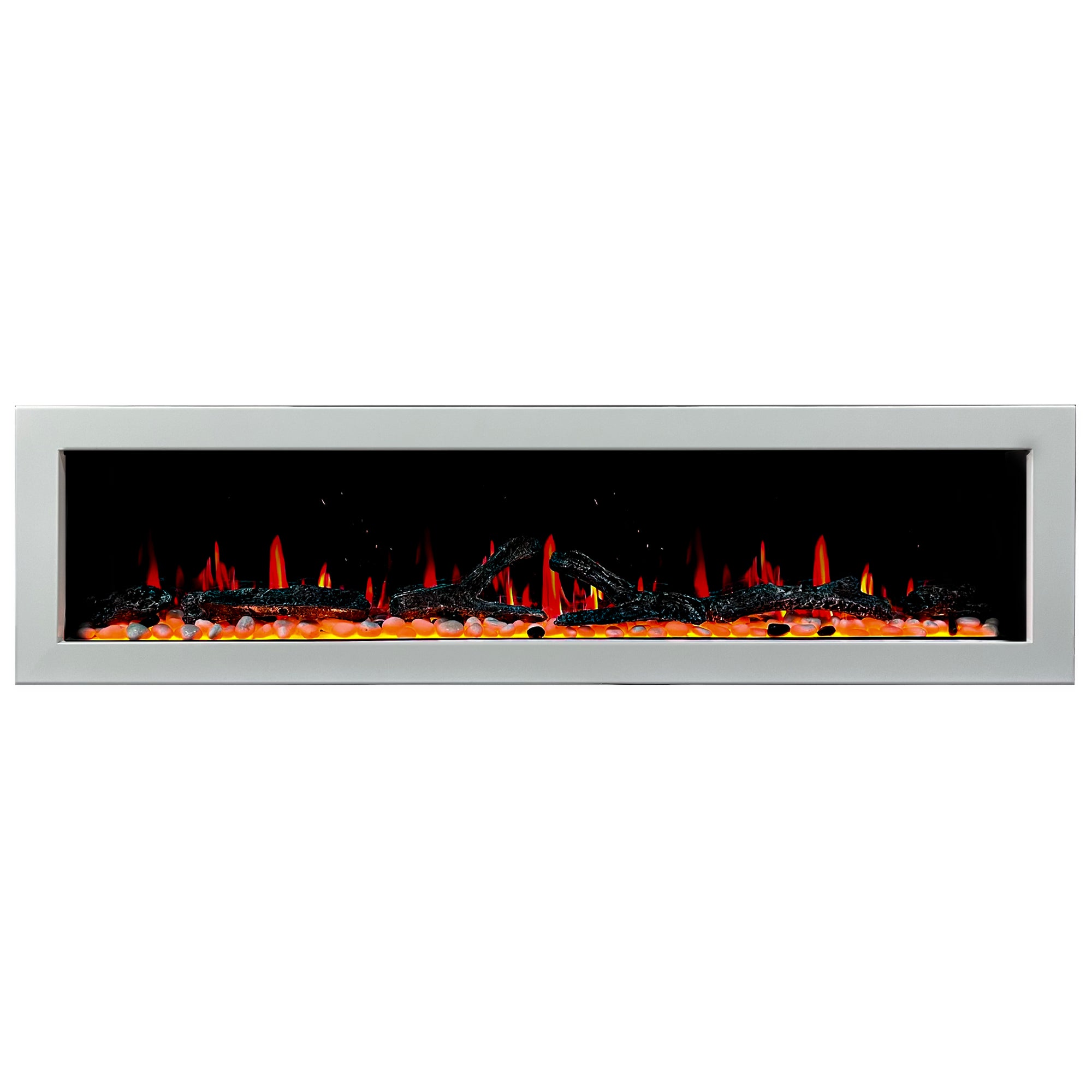 Litedeer Homes Gloria II Smart Wall Mount with Driftwood Logs and River Rocks Electric Fireplace