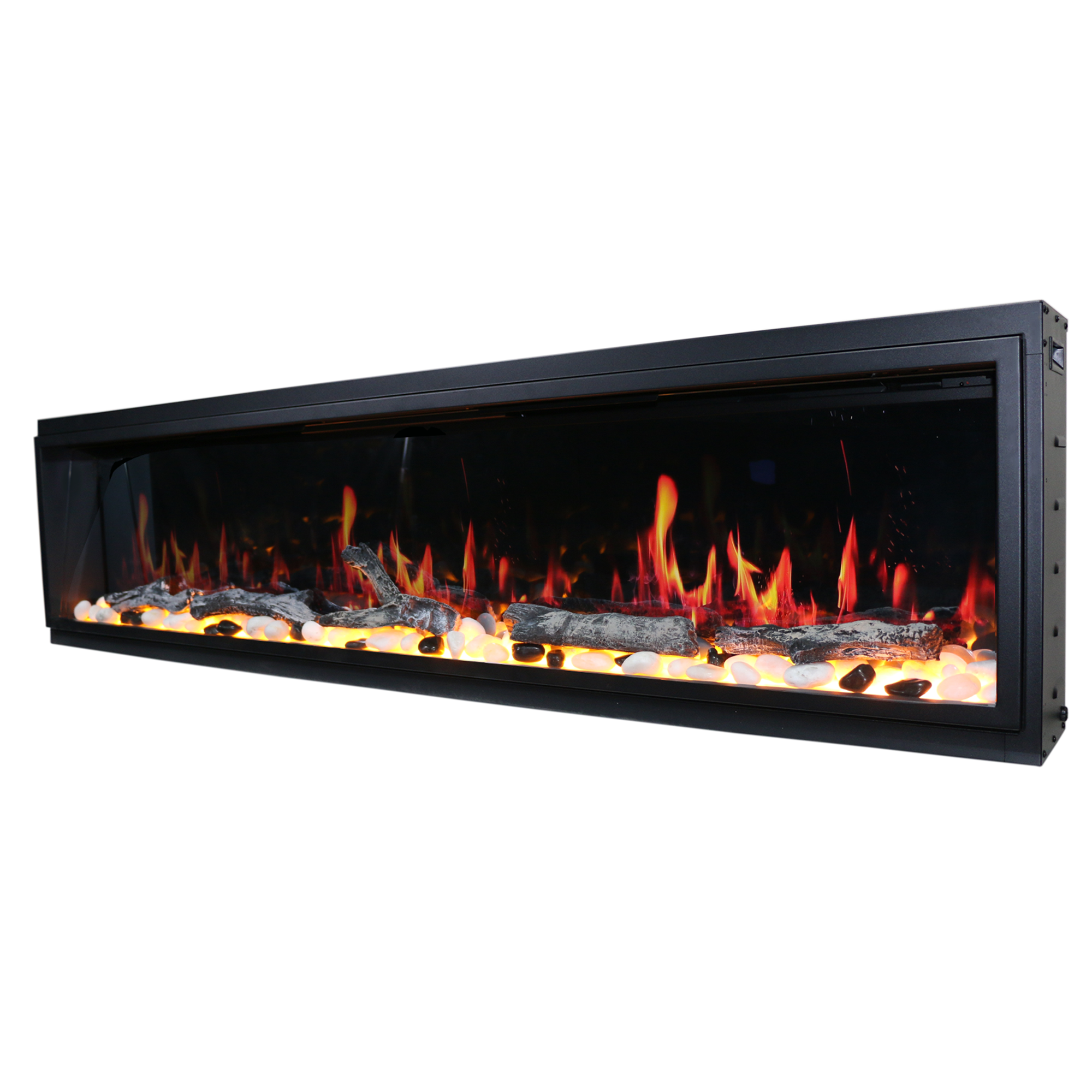 Latitude 75" Ultra Slim Built-in with Driftwood Logs and River Rock Electric Fireplace ZEF75V