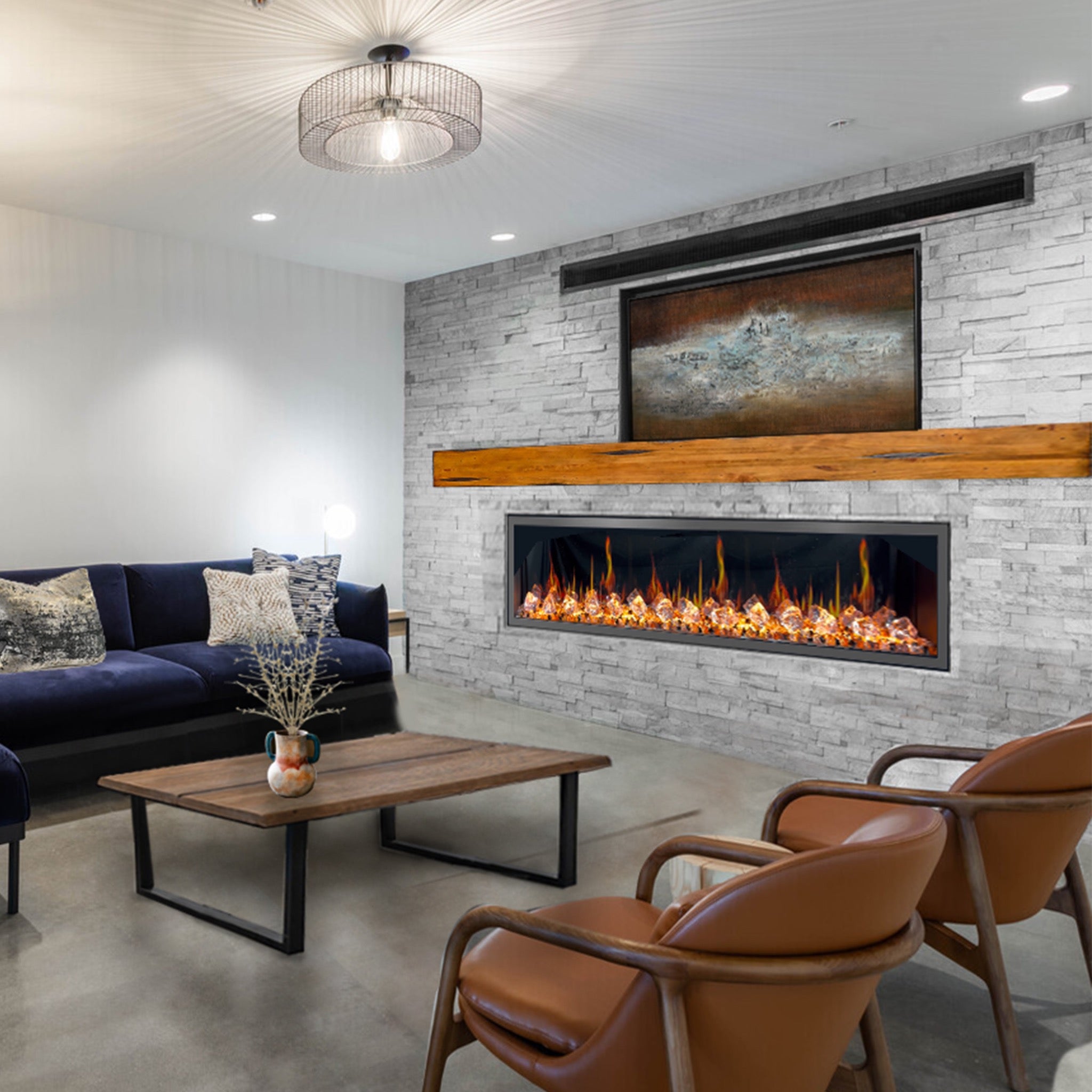 Litedeer Homes Latitude Built-in with Crushed Ice Rocks Electric Fireplace