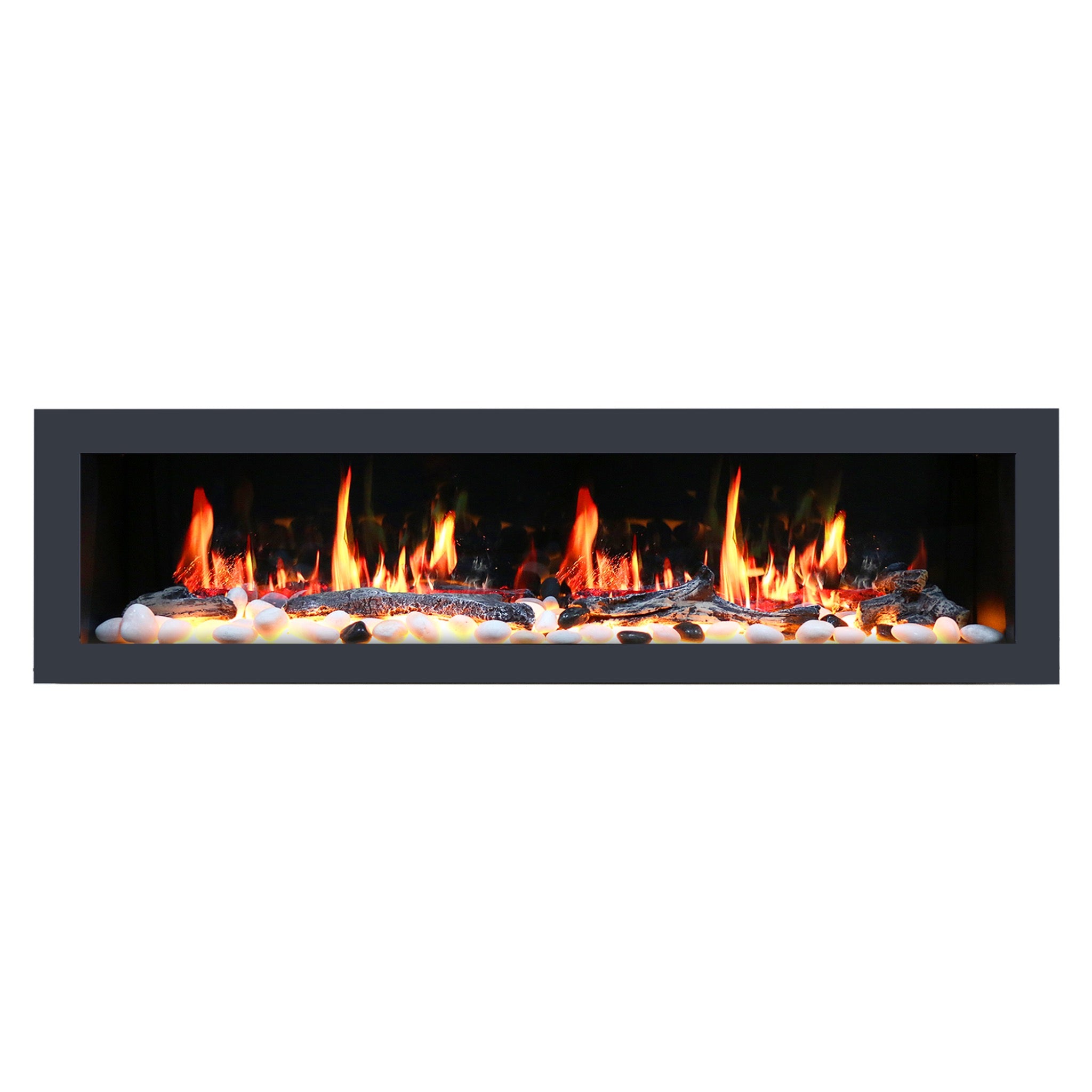 Litedeer Homes Latitude II Smart Wall Mount with Driftwood Logs and River Rock Electric Fireplace