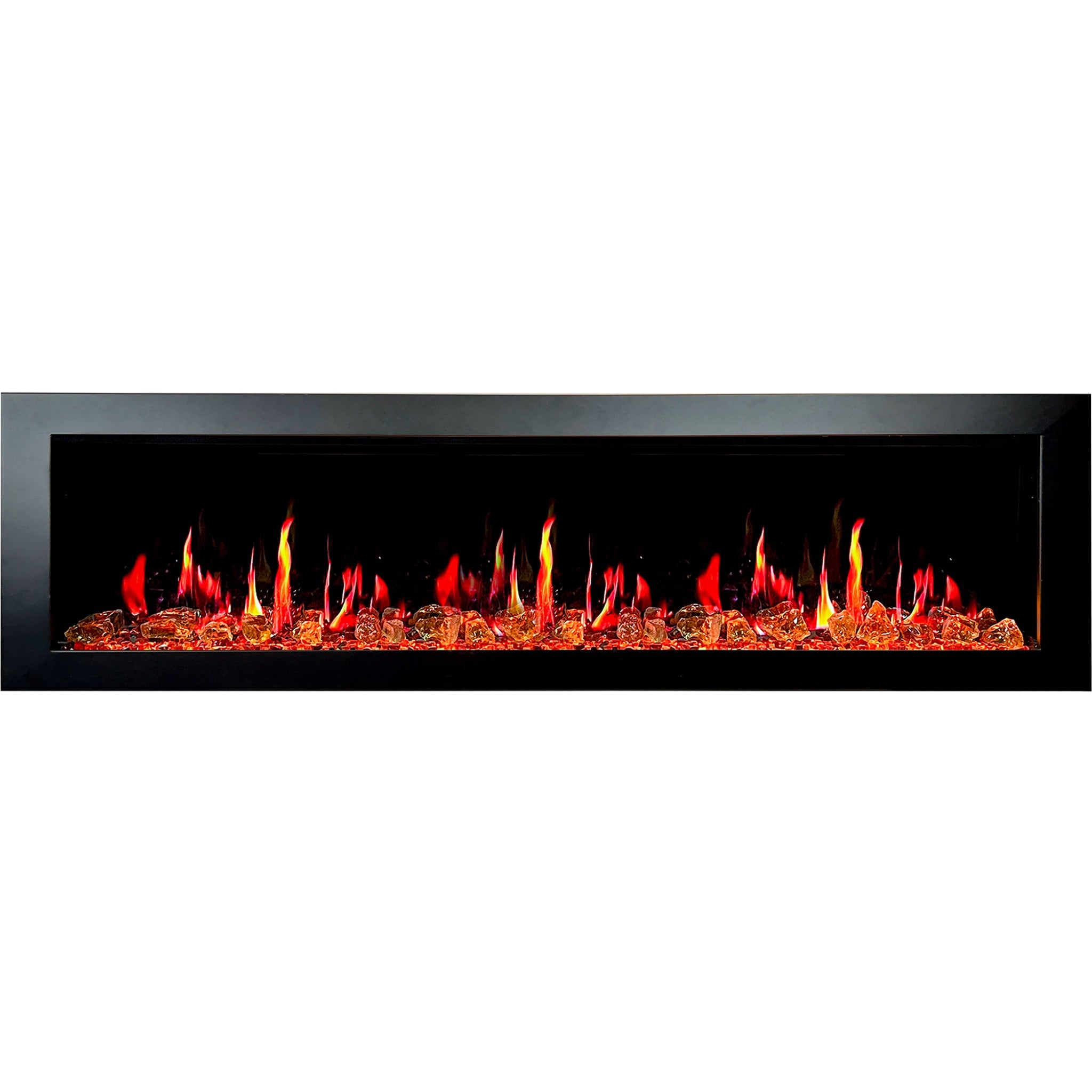 Litedeer Homes Latitude II Smart Wall Mount with Reflective Amber Glass Electric Fireplace