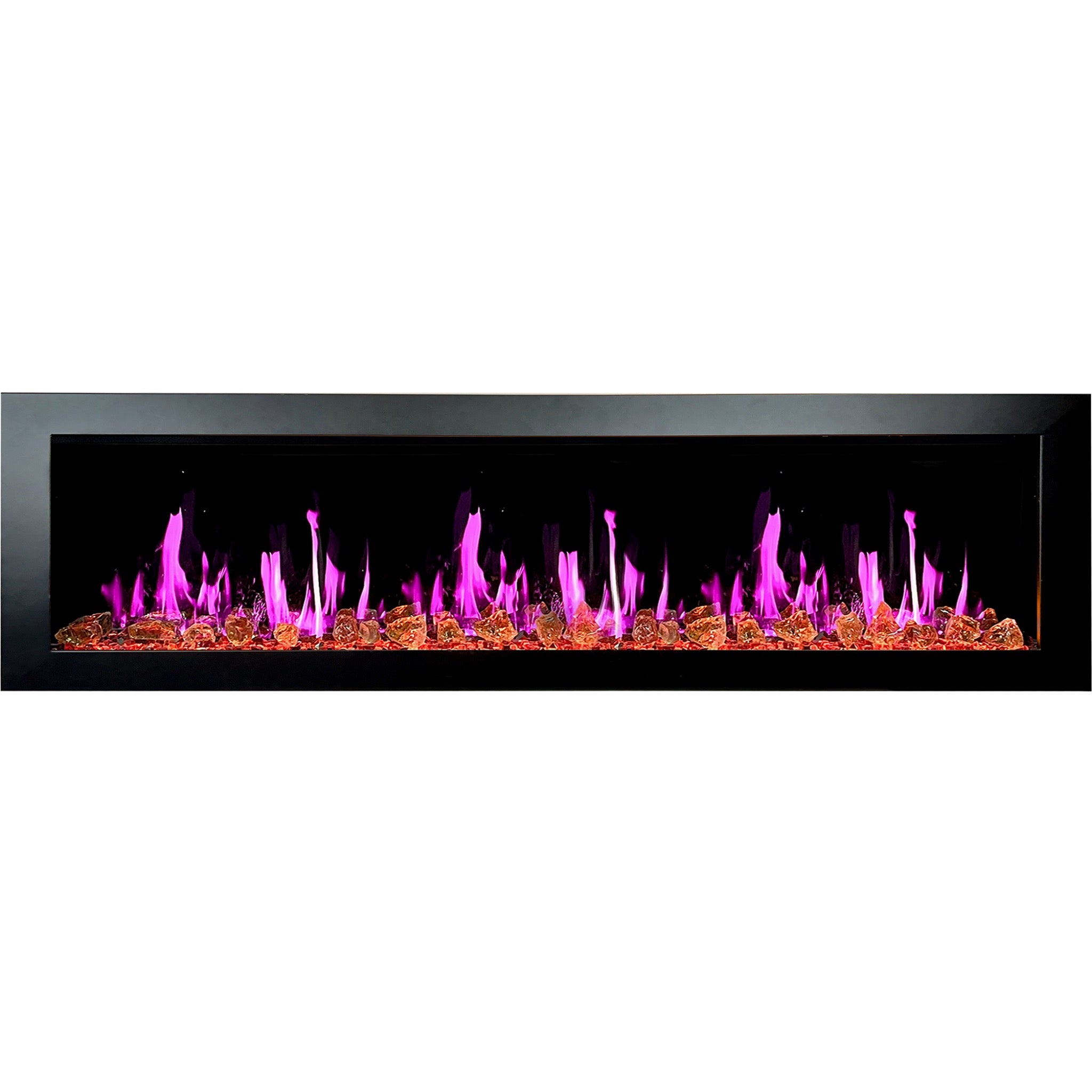 Litedeer Homes Latitude II Smart Wall Mount with Reflective Amber Glass Electric Fireplace