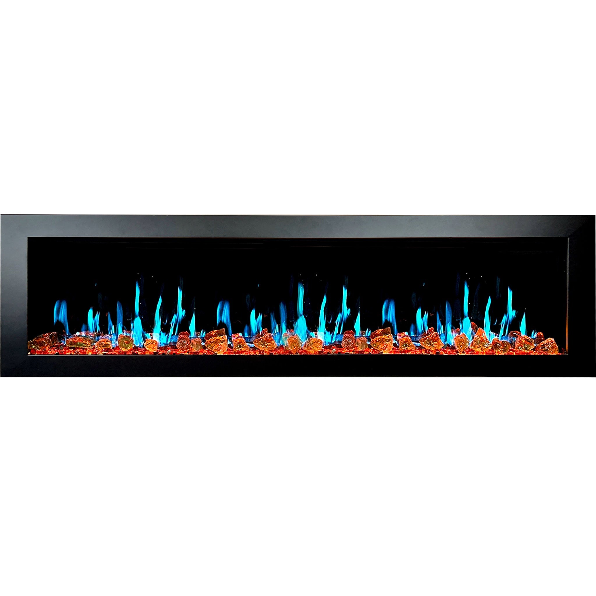 Litedeer Homes Latitude II Smart Wall Mount with Reflective Amber Glass Electric Fireplace