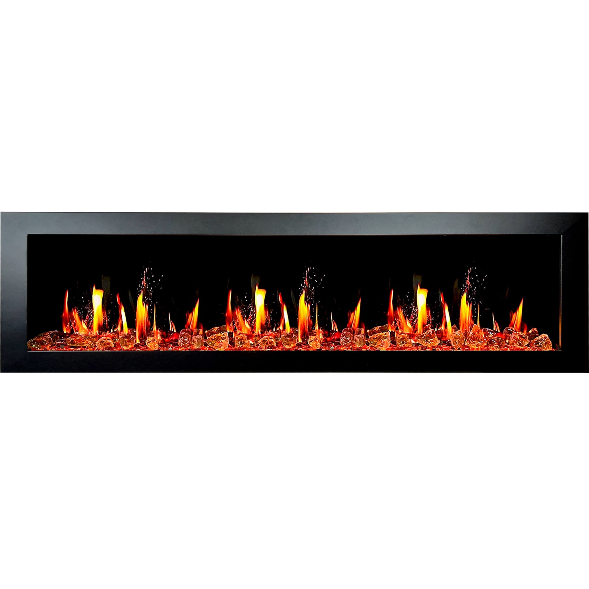 Litedeer Homes Latitude II Smart Wall Mount with Reflective Amber Glass Electric Fireplace