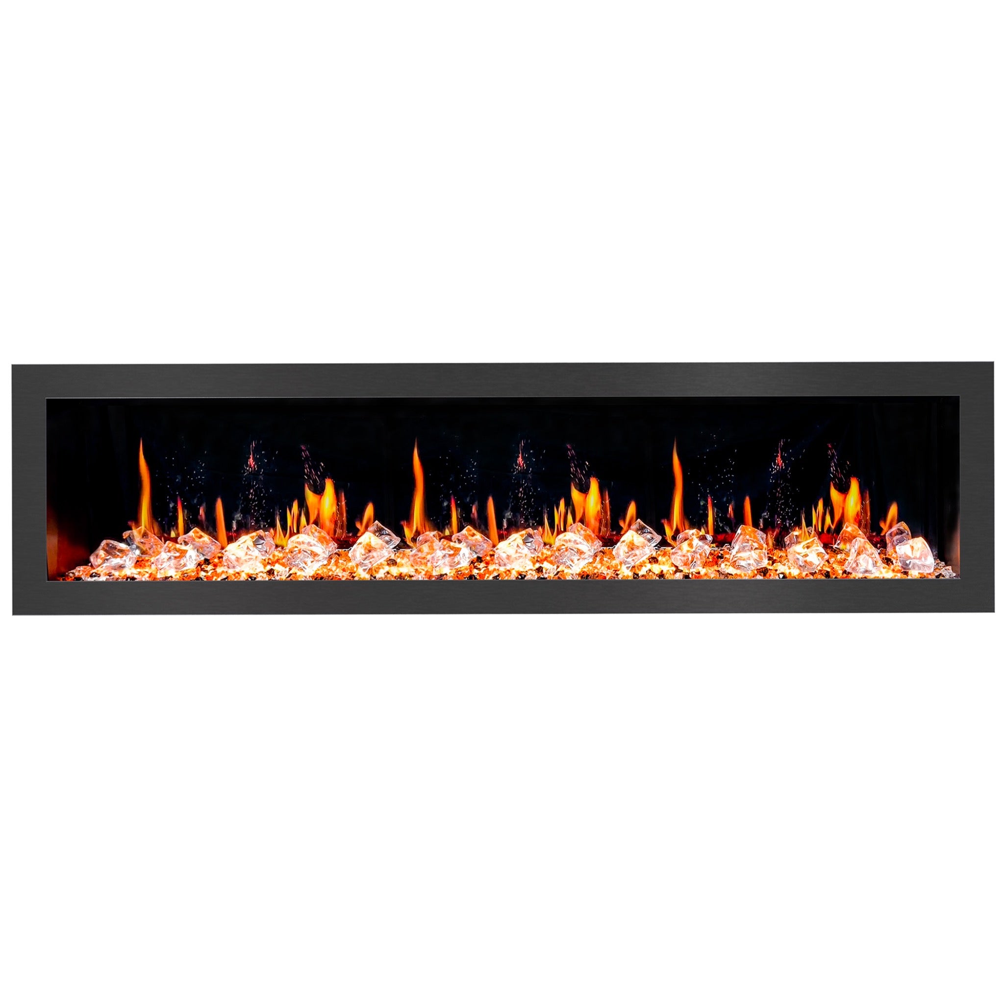 Litedeer Homes Latitude II Smart Wall Mount with Crushed Ice Rocks Electric Fireplace