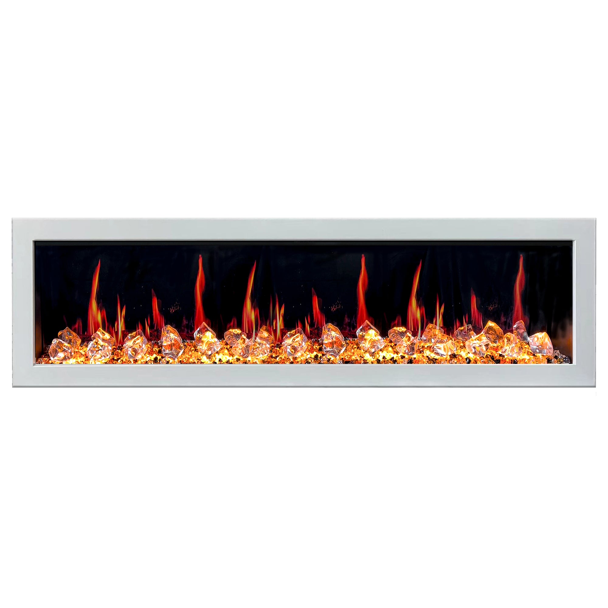 Litedeer Homes Glora II Seamless Push-in with Crushed Ice Rock Electric Fireplace