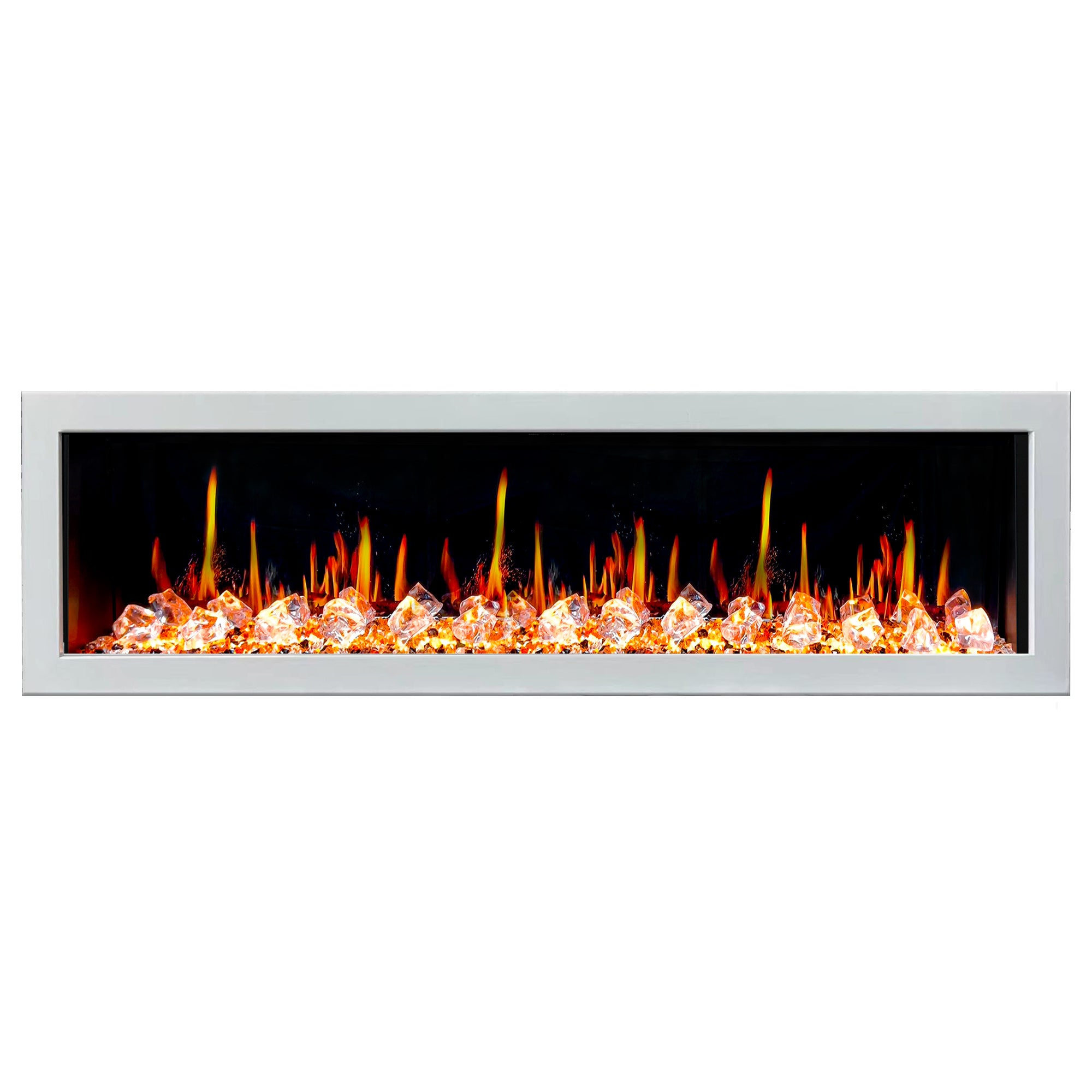 Litedeer Homes Glora II Seamless Push-in with Crushed Ice Rock Electric Fireplace