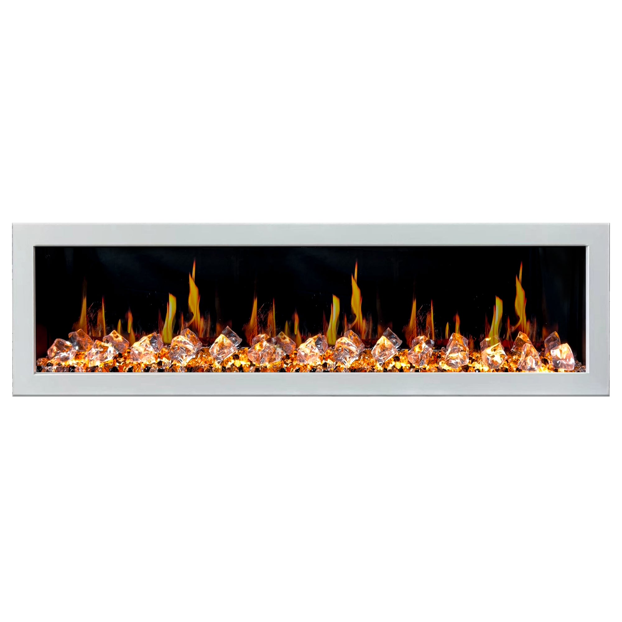 Litedeer Homes Glora II Seamless Push-in with Crushed Ice Rock Electric Fireplace